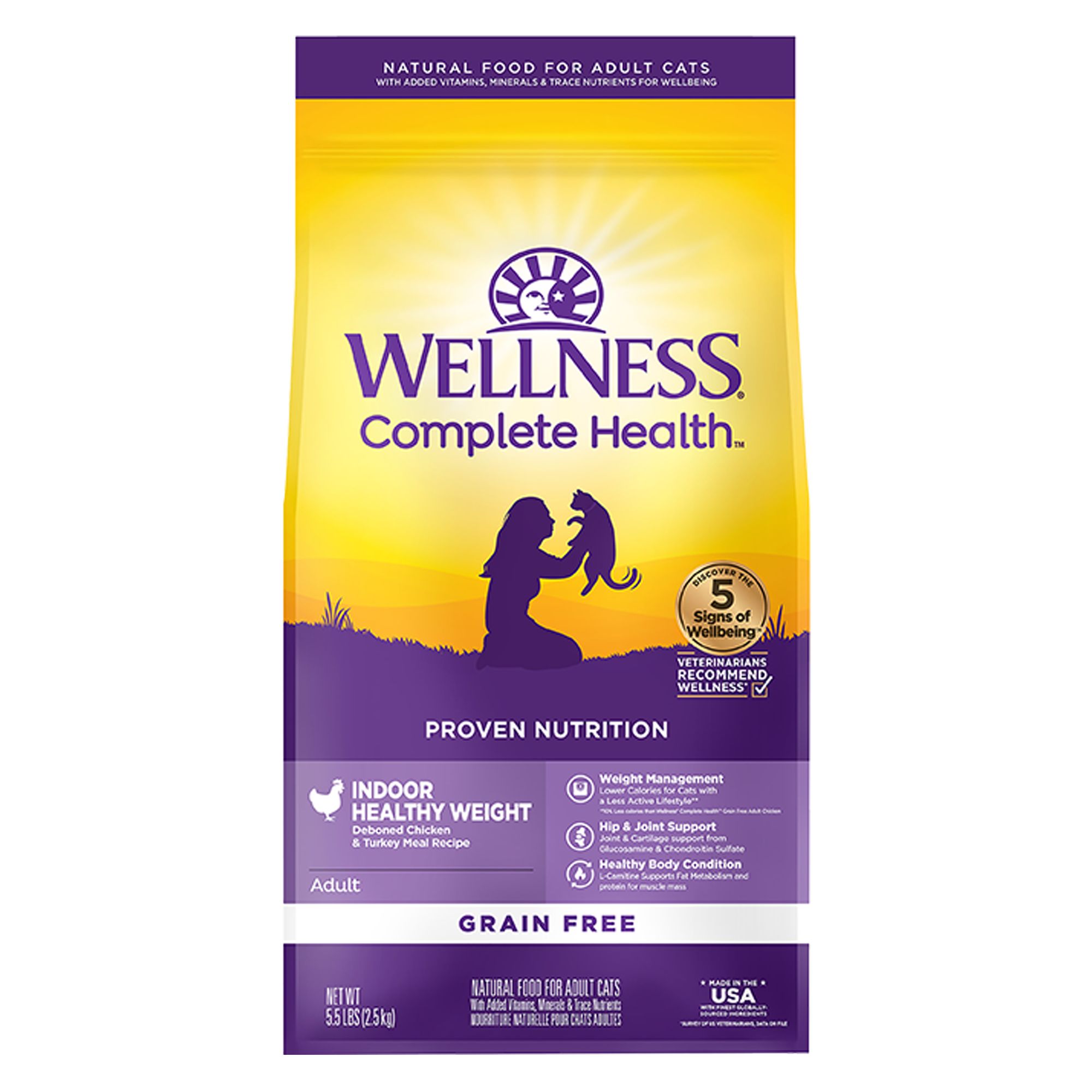 Wellness Complete Health Weight Indoor Cat Food - Natural, Chicken, Chicken Meal and Turkey Meal, Adult, Size: 5.5 lb | PetSmart Green