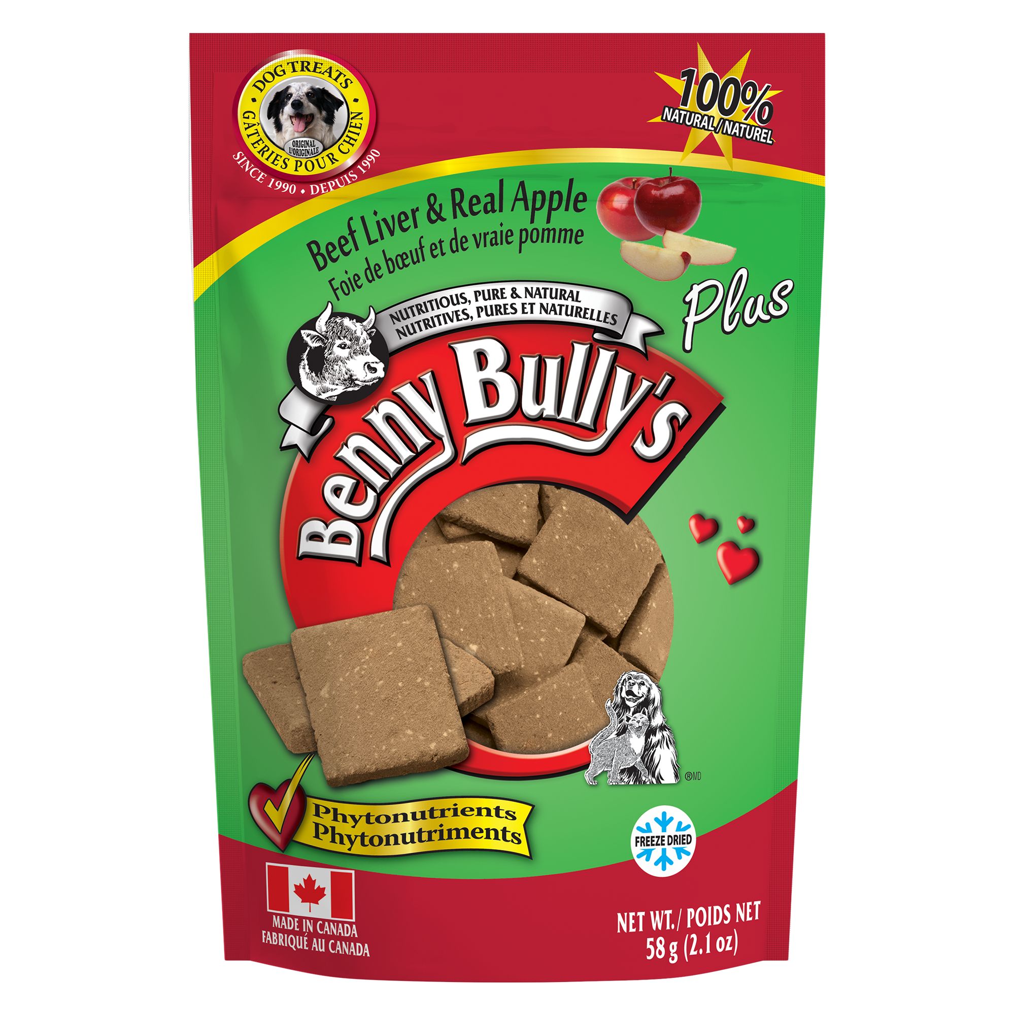 Benny Bully's Plus Dog Treat - Natural, Beef Liver & Apple (58 g)