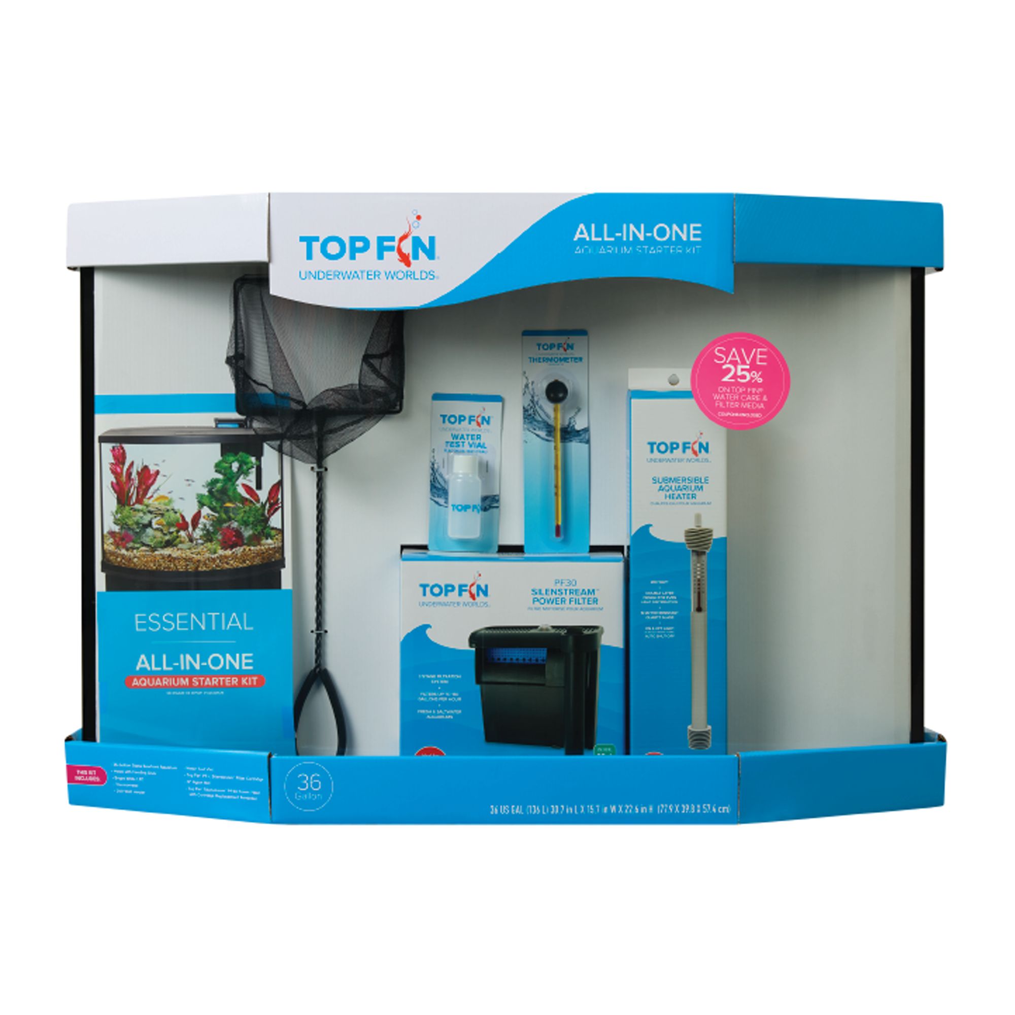 Top Fin® Bow Front Aquarium Starter Kit - Fish Tank Starter Kit - 36 Gallon (36 Gal)