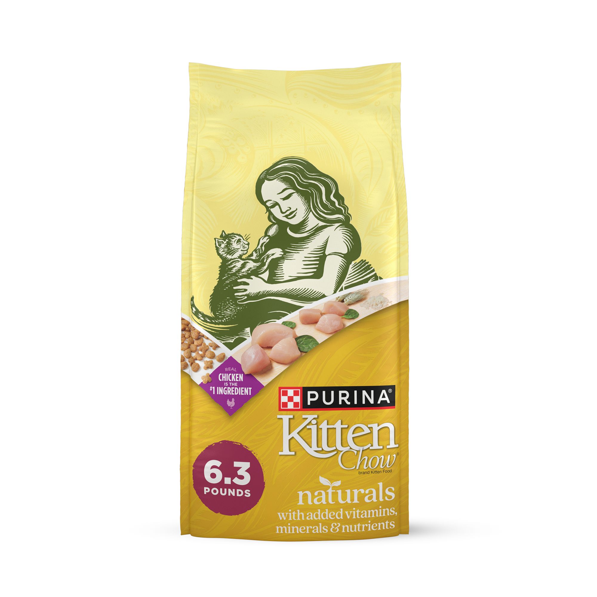 Purina Kitten Chow Naturals Cat Dry Food - Chicken, High-Protein, Natural, Size: 6.3 lb | PetSmart Yellow