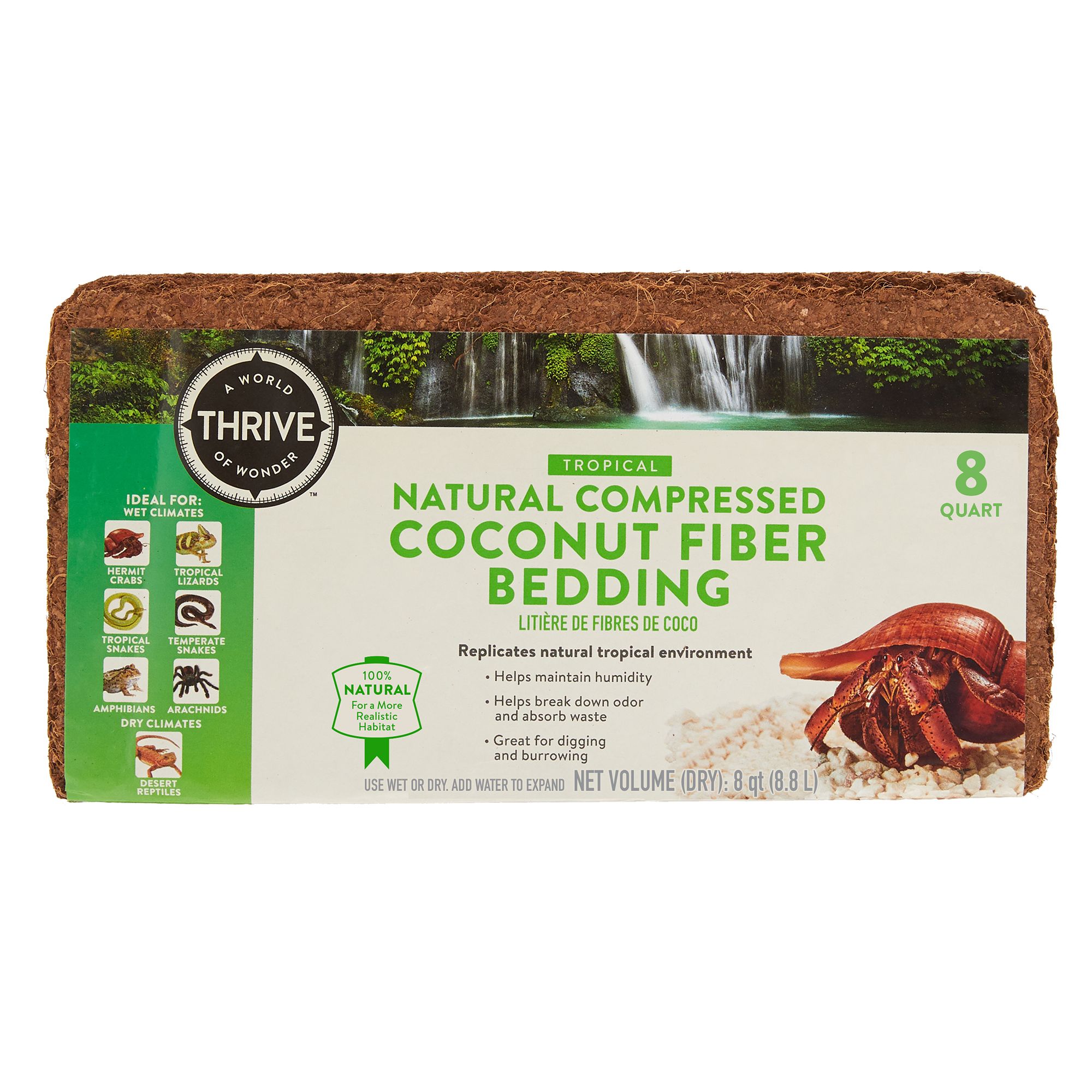 Thrive Natural Compressed Coconut Fiber Hermit Crab Bedding (8 QT)