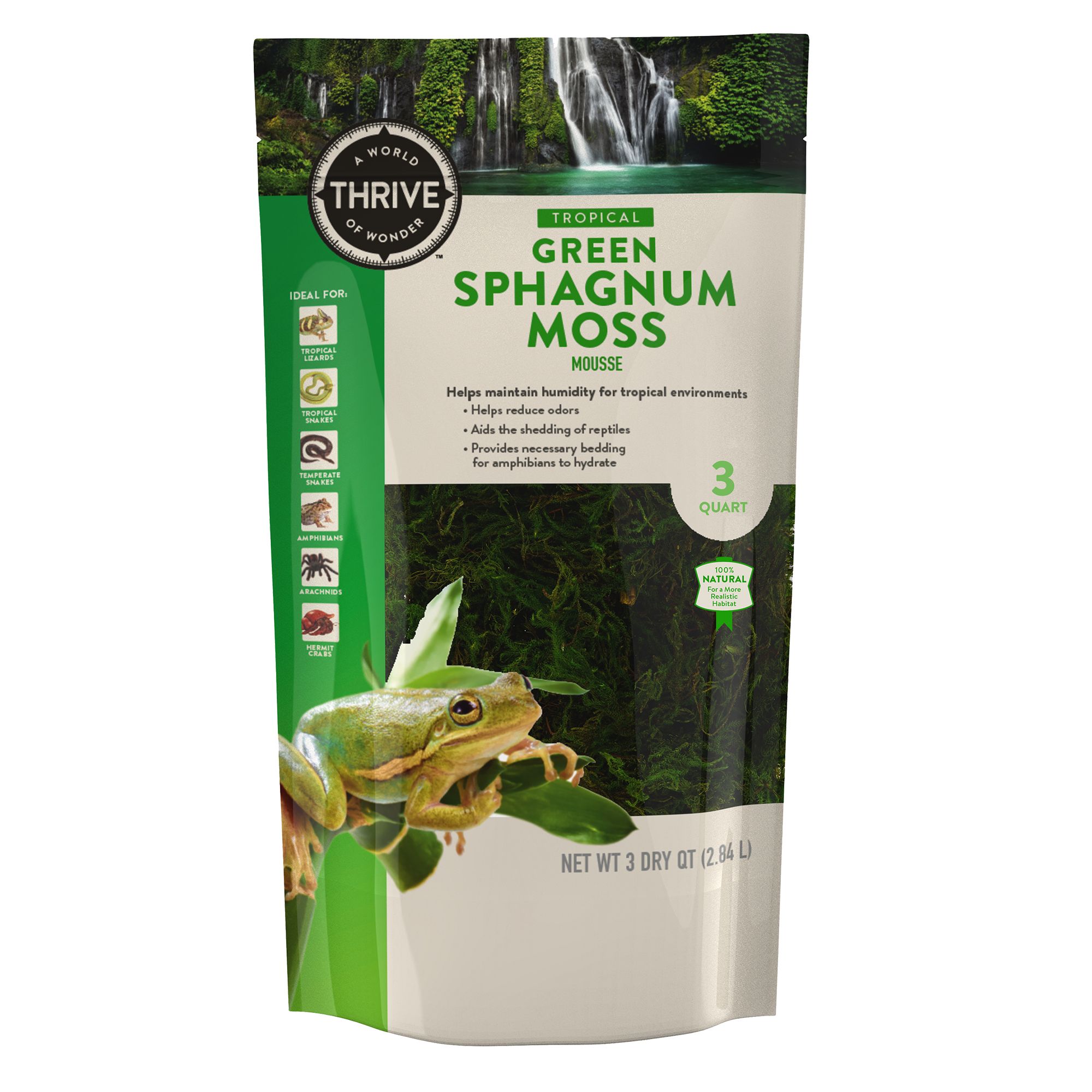 Thrive Tropical Reptile Green Sphagnum Moss - Terrarium Moss Substrate - 3 qt (3 QT)