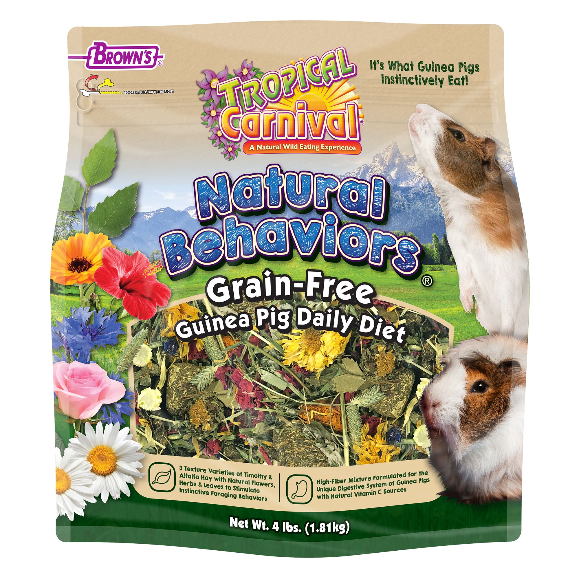 Brown's® Tropical Carnival® Natural Behaviors Grain-Free Guinea Pig Diet (4 Lb)
