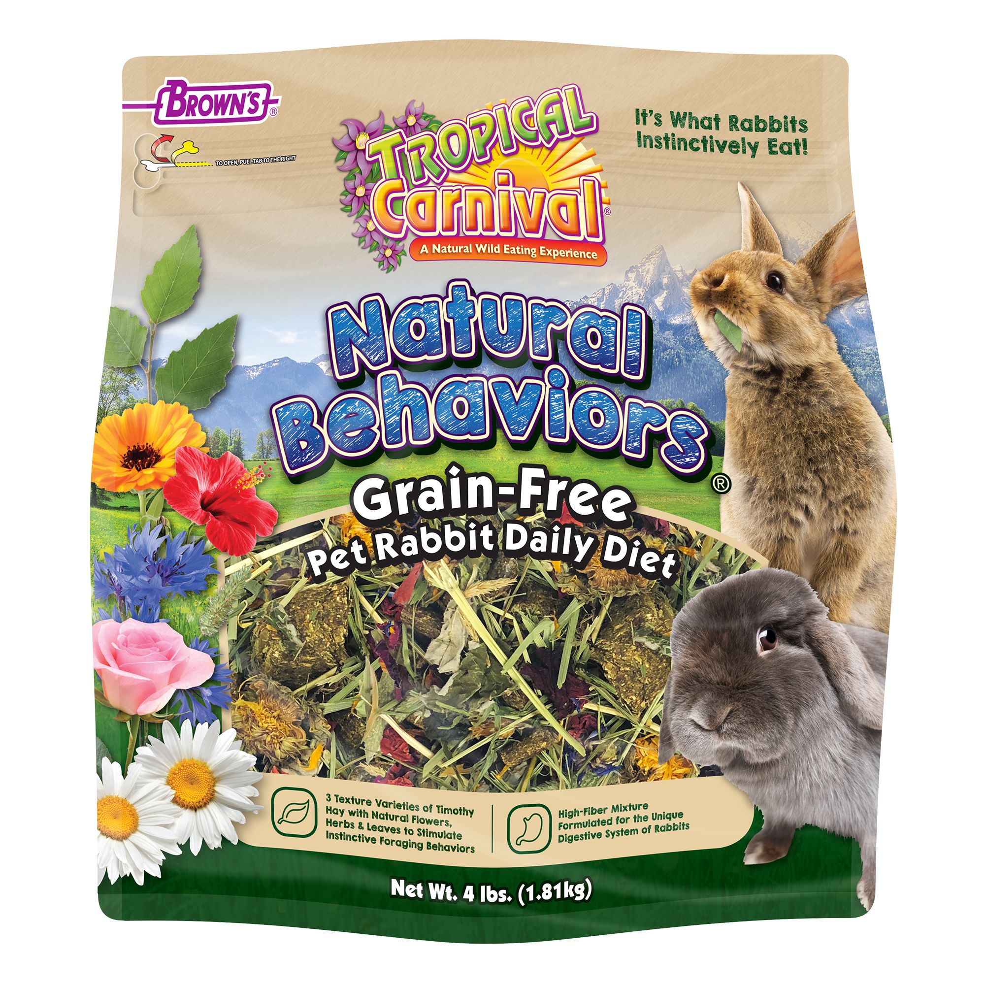 Brown's® Tropical Carnival® Natural Behaviors Grain-Free Rabbit Food (4 Lb)
