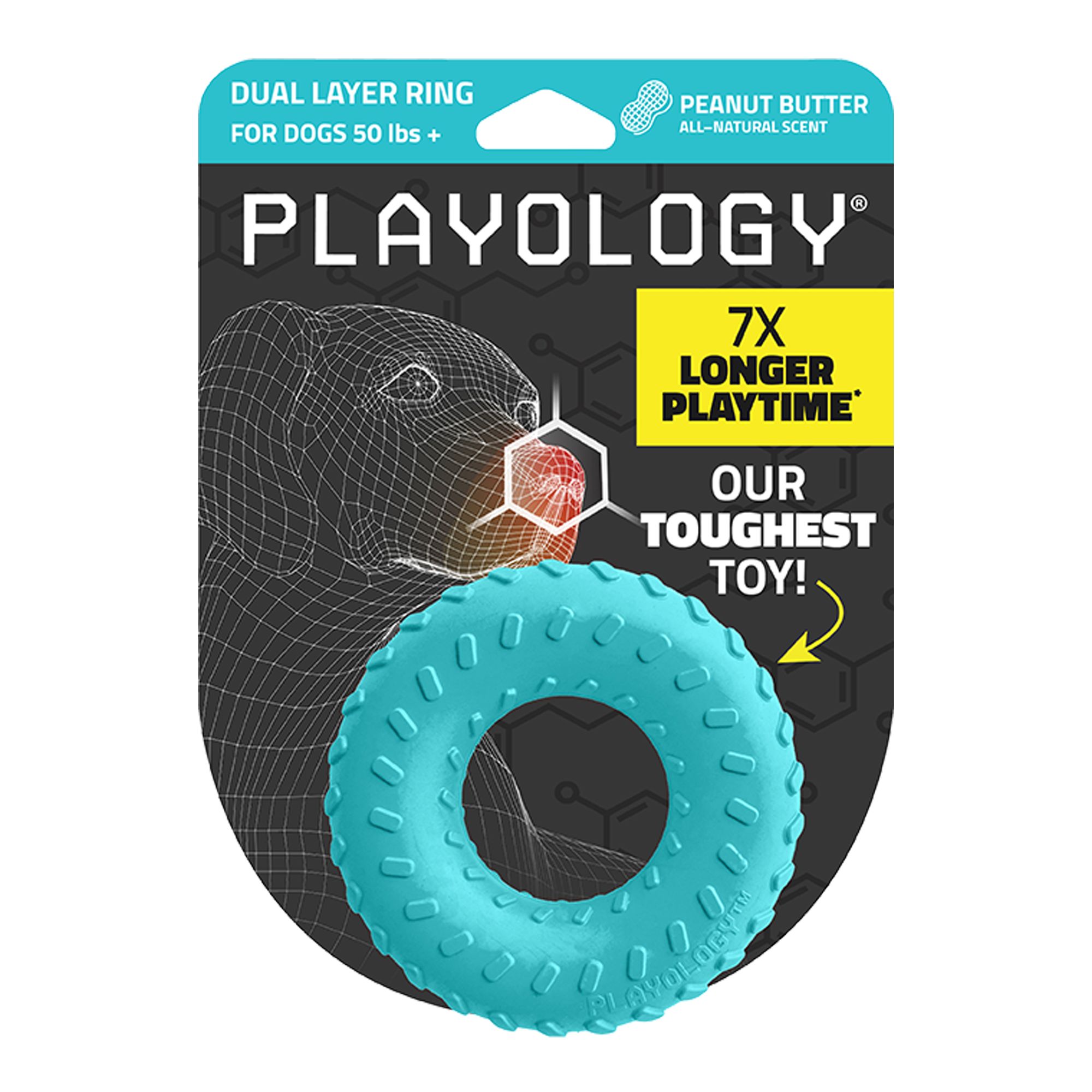 Playology Dual Layer Ring Scented Dog Toy - Peanut Butter in Sand, Size: Large | PetSmart