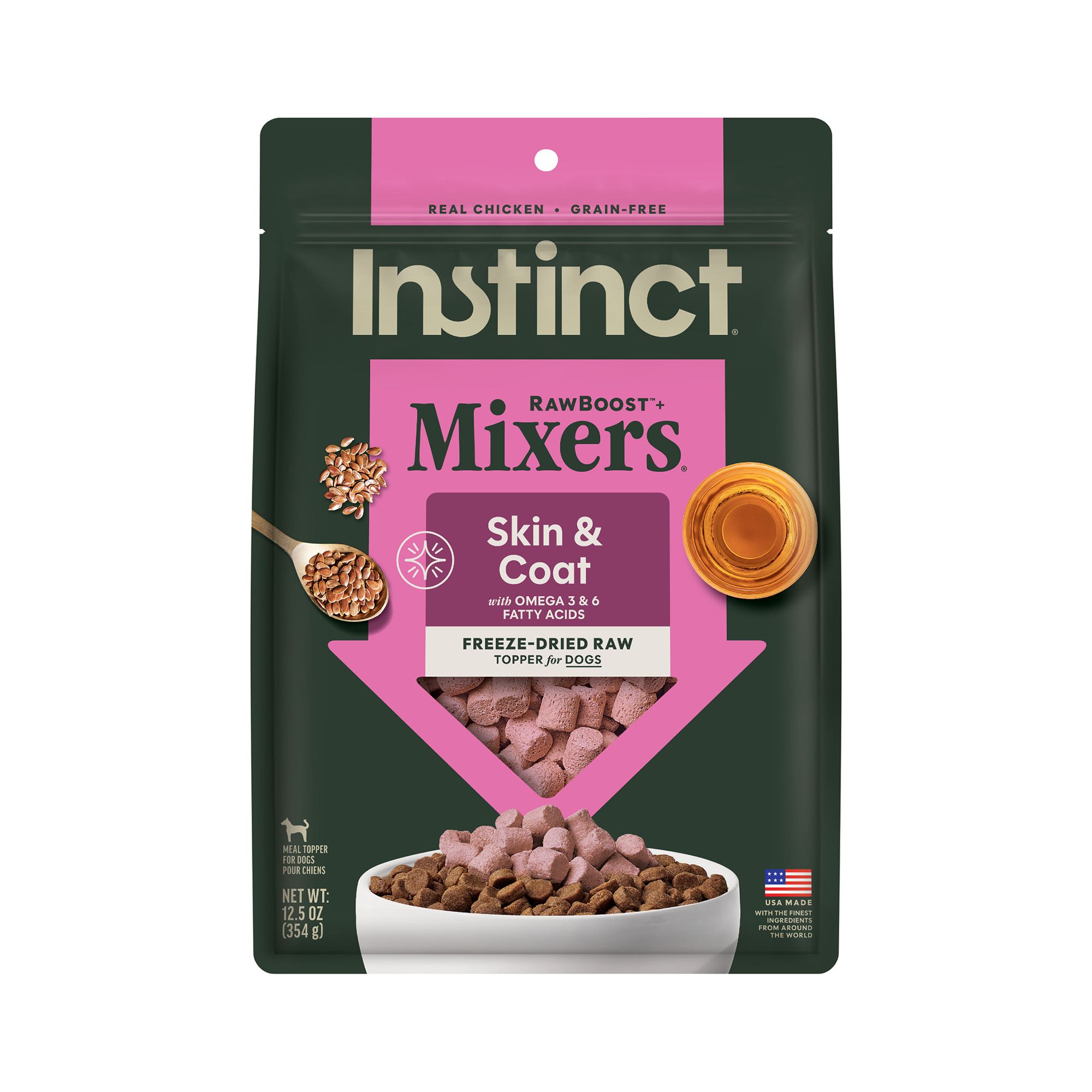Instinct Raw Boost Mixers Skin and Coat Health All Life Stages Dog Food Topper - Raw, Grain Free, Size: 12.5 oz, Flavor: Chicken | PetSmart
