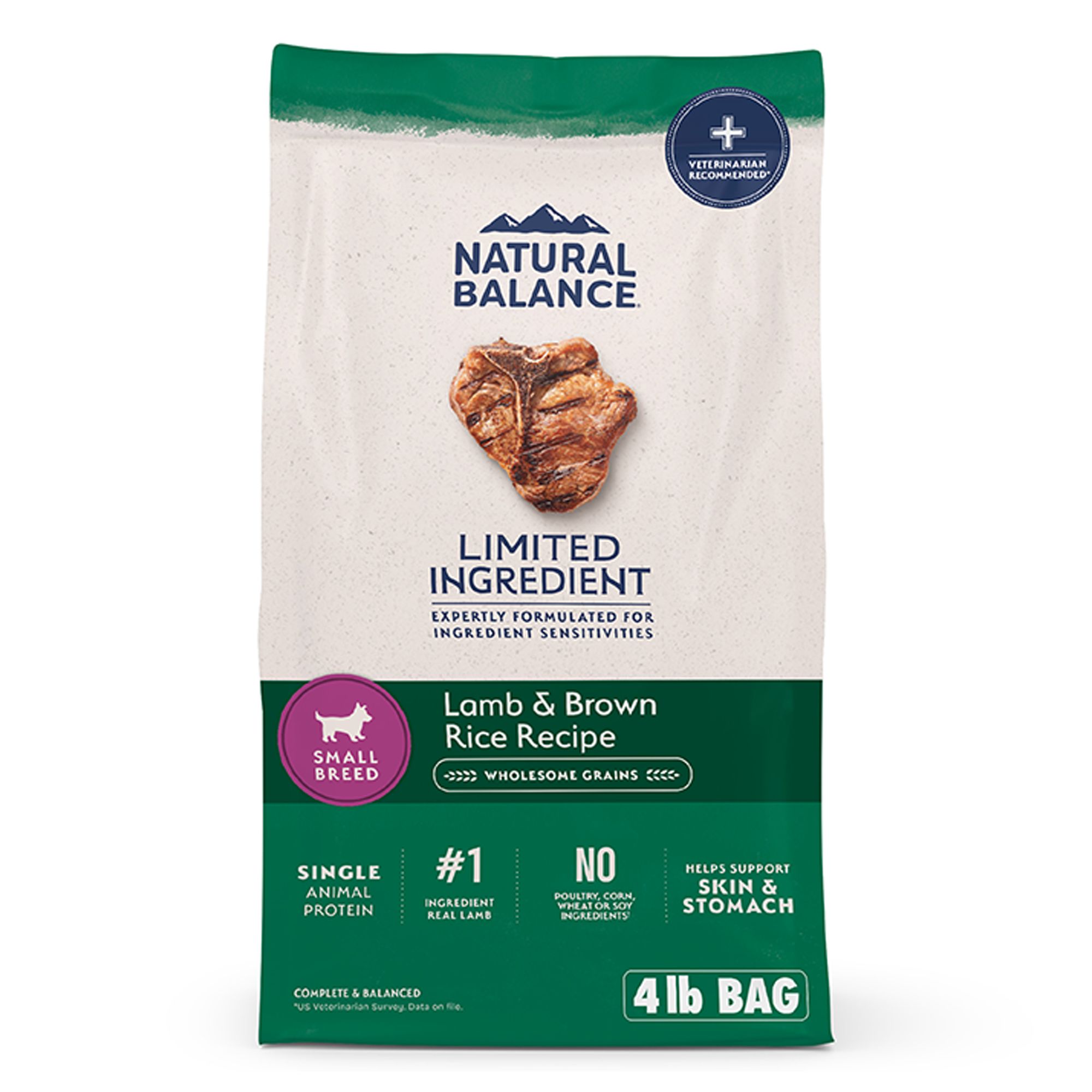 Natural Balance Limited Ingredient With-Grain Small Breed Adult Dry Dog Food - Lamb and Brown Rice, Size: 4 lb | PetSmart
