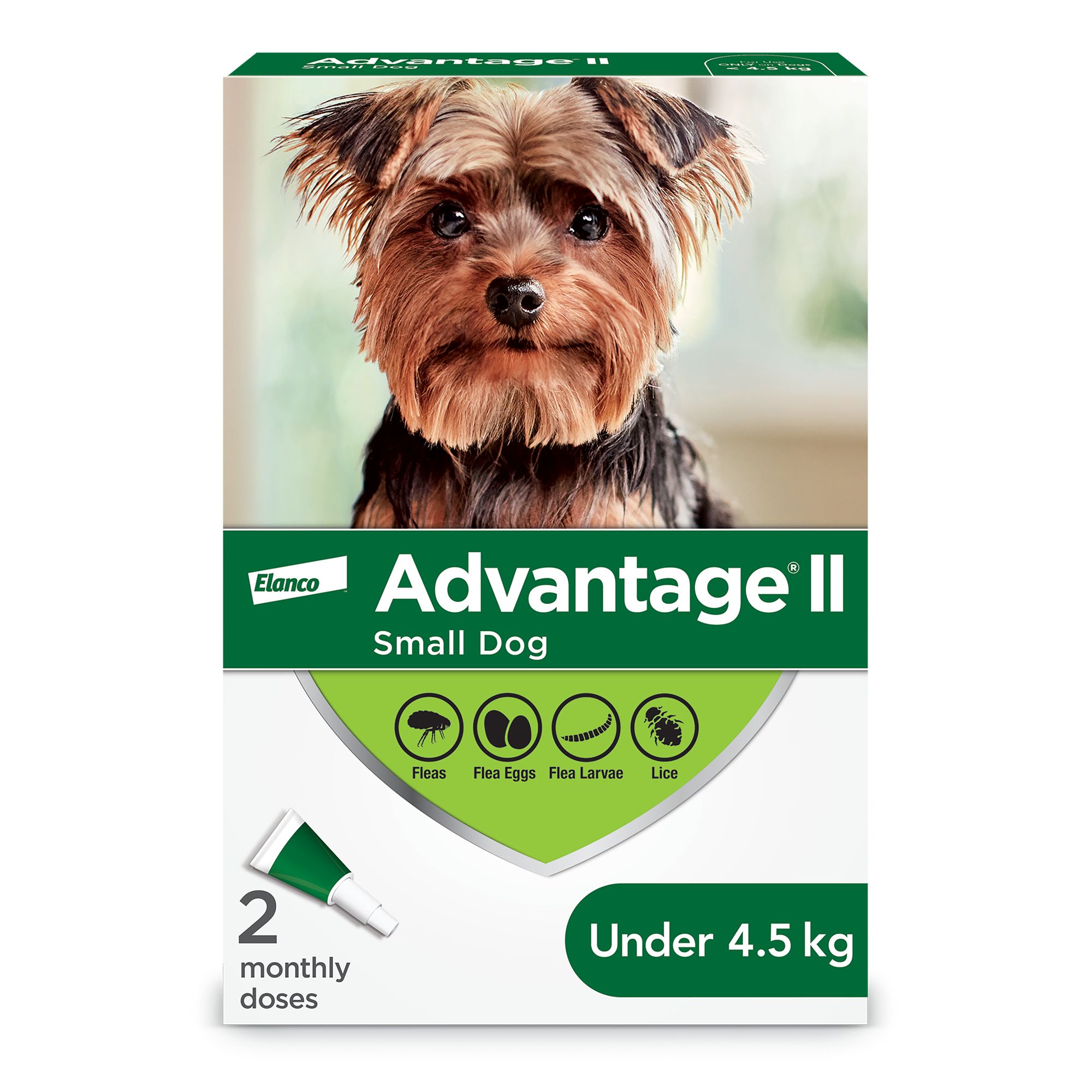 Advantage® II Flea Prevention for Small Dogs Under 4.5 kg, Monthly Vet-Recommended Treatment