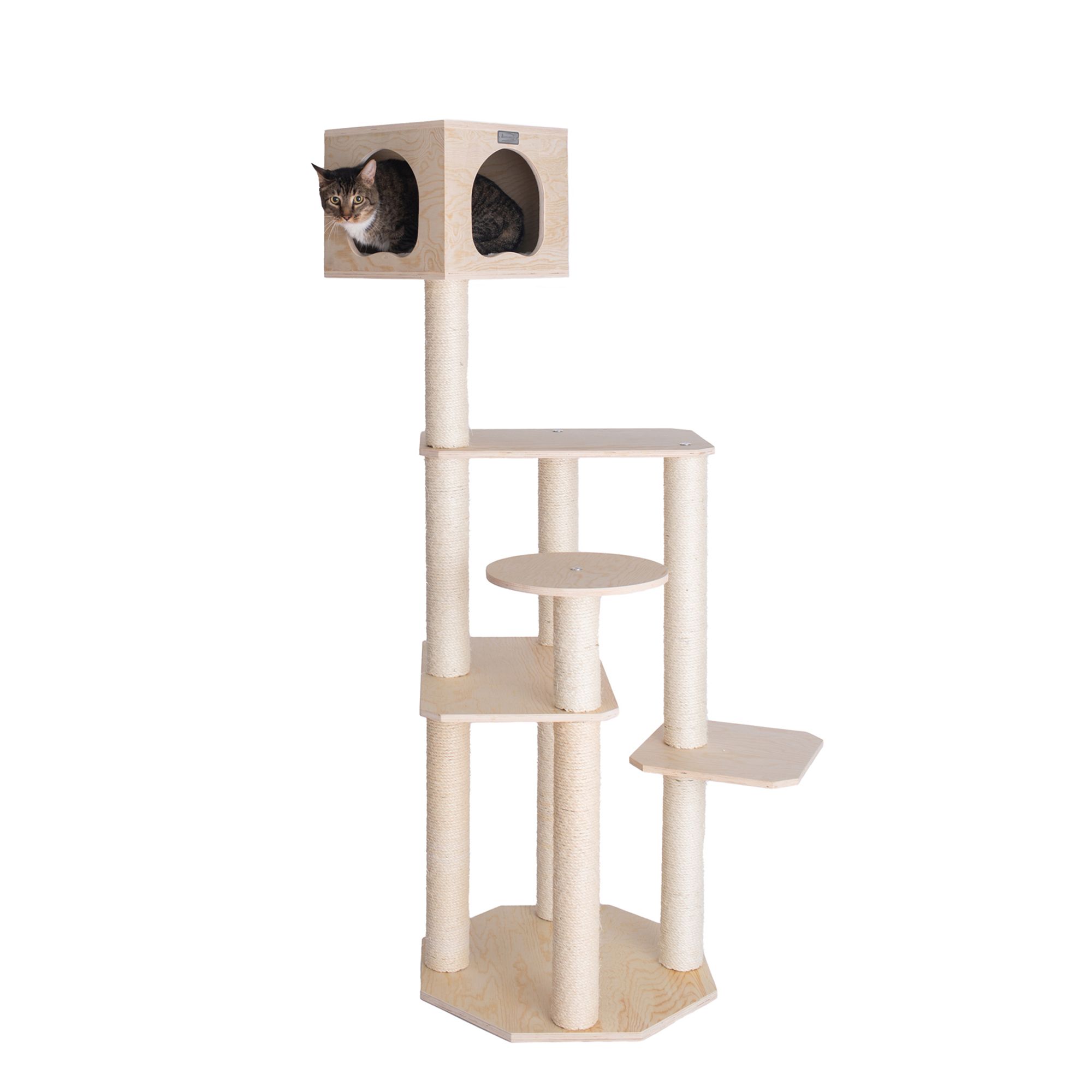 Armarkat 69-in Premium Scots Pine Modern Cat Tower With Multi-Layer Platform, Natural | PetSmart