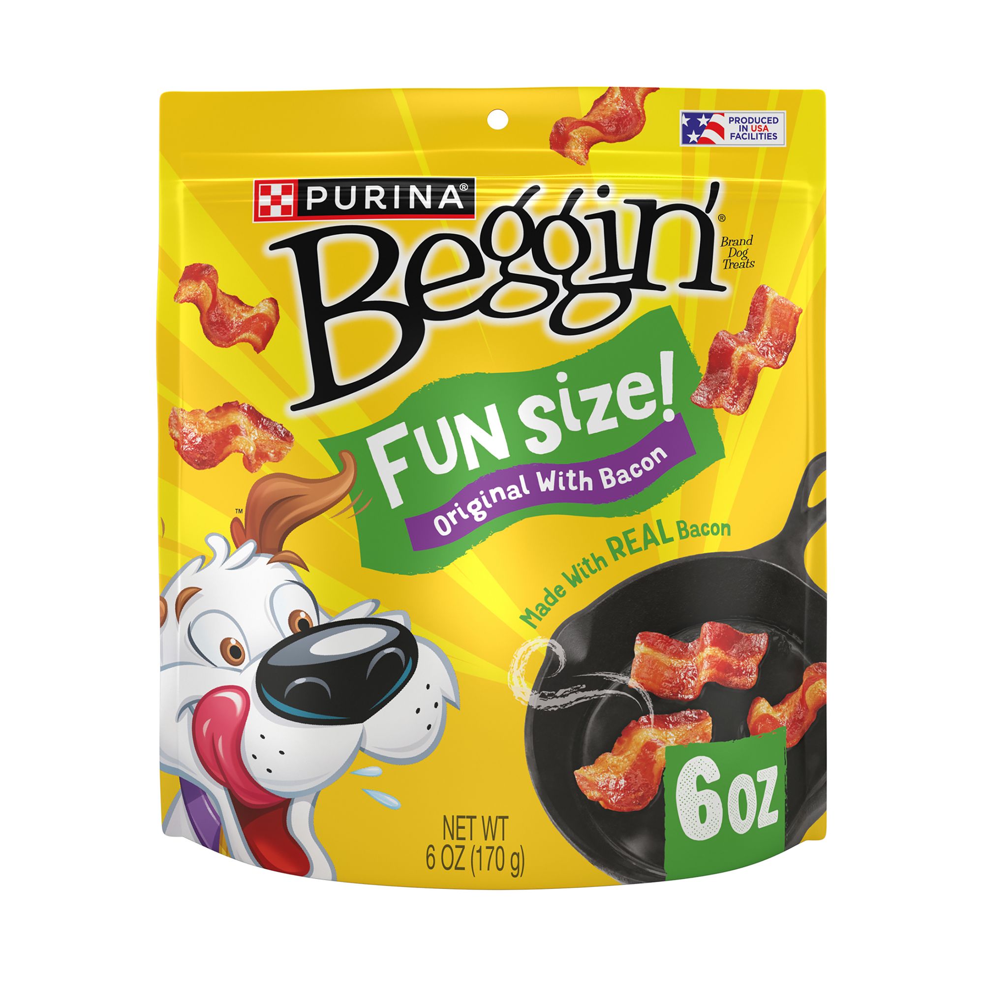 Beggin' Strips Purina Fun Size Small Breed Adult Dog Treats - Pork, No Artificial Colors or Flavors, Flavor: Real Bacon | PetSmart Yellow