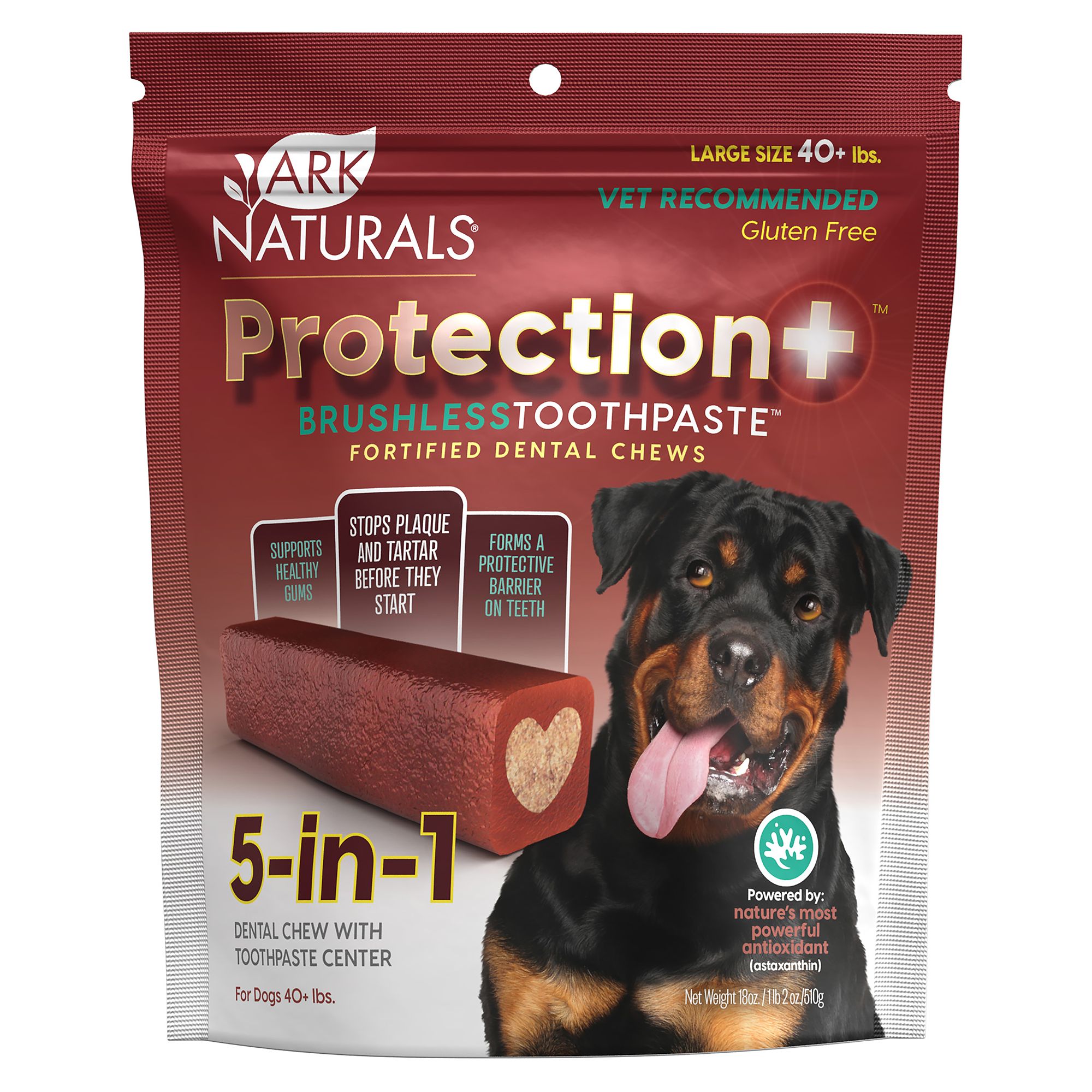 Ark Naturals® Protection Plus Brushless Toothpaste 5-in-1 Large Dog Dental Chews (18 Oz)