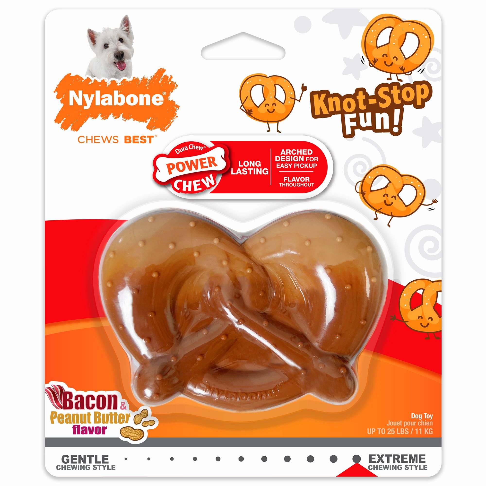 Nylabone DuraChew Power Chew Pretzel Dog Toy - Bacon and Peanut Butter Flavor | PetSmart