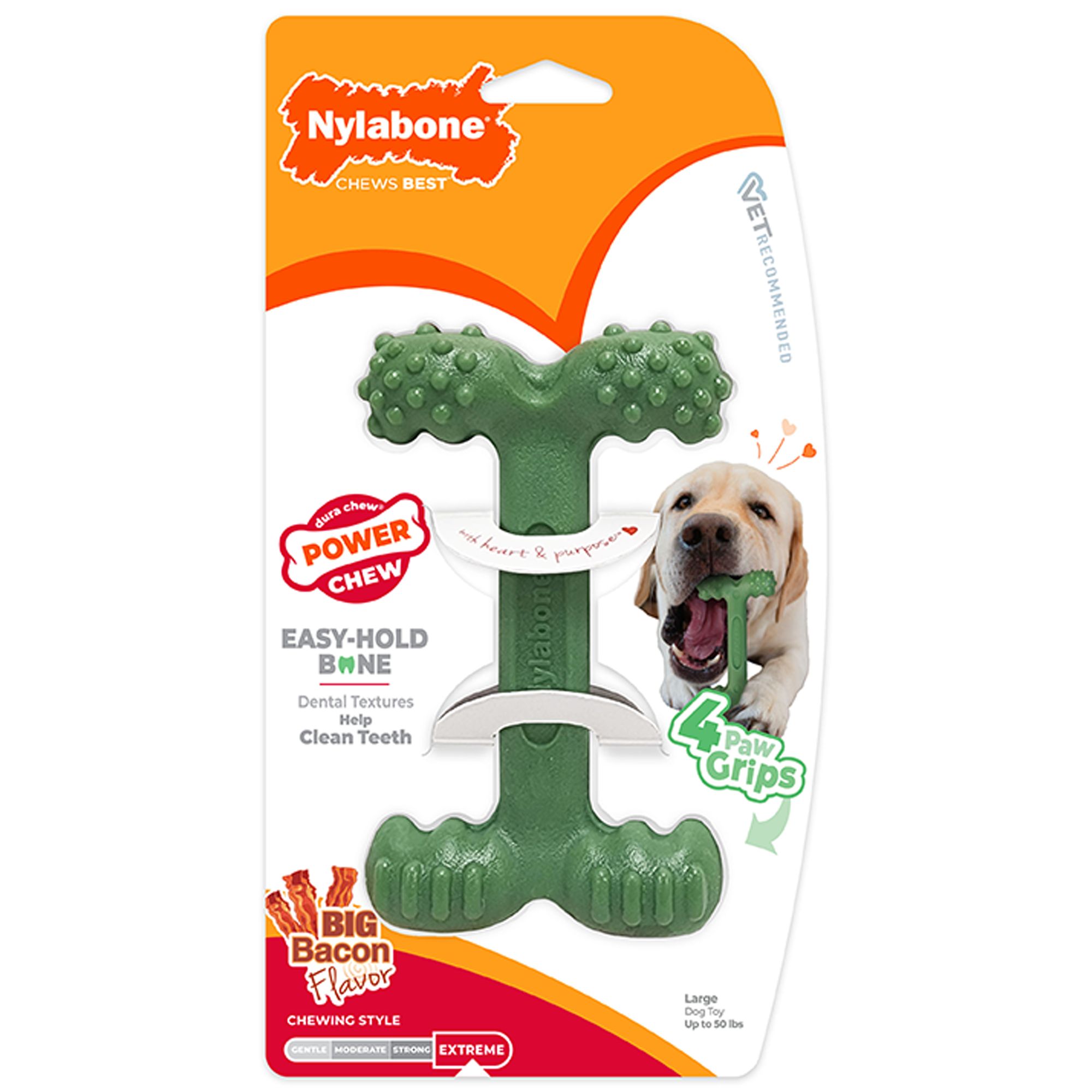 Nylabone Power Chew Durable Dog Toy, Bacon Flavor, Size: Large | PetSmart