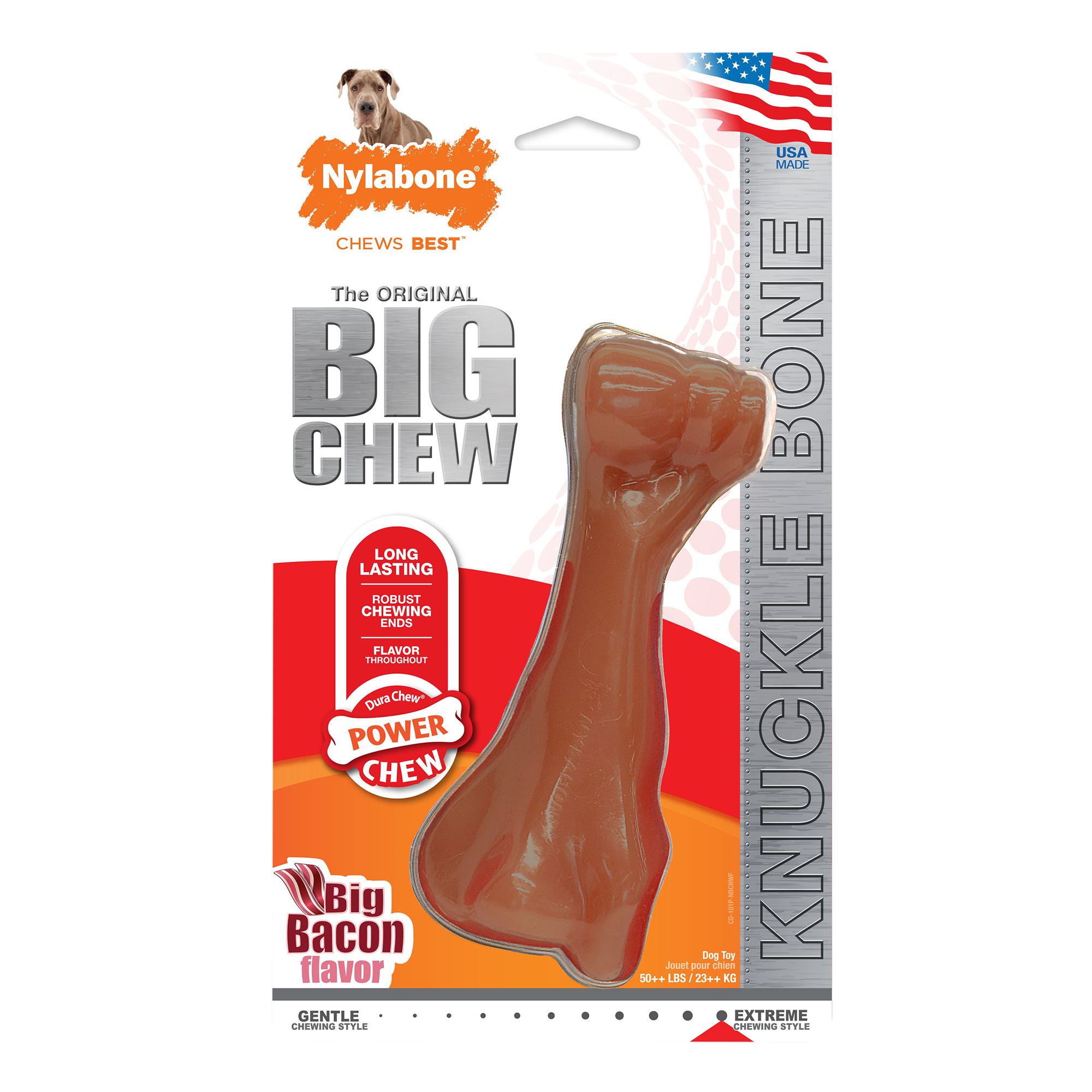 Nylabone DuraChew Power Chew The BIG CHEW Knuckle Bone Dog Toy - Big Bacon Flavor, Size: Large | PetSmart