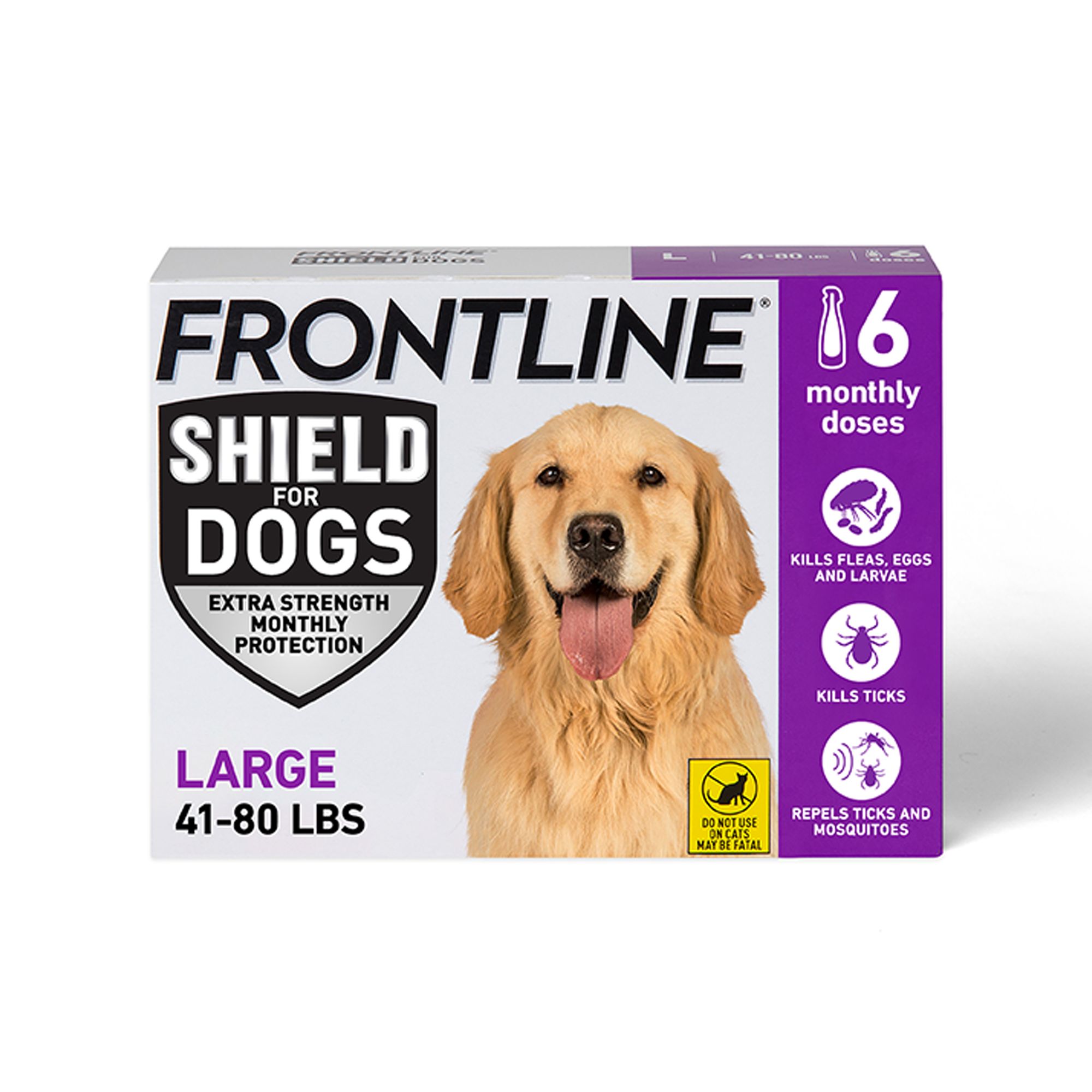 Frontline Shield Extra Strength Flea and Tick Spot Treatment for Dogs 41-80 Lbs, Size: 6 Count | PetSmart