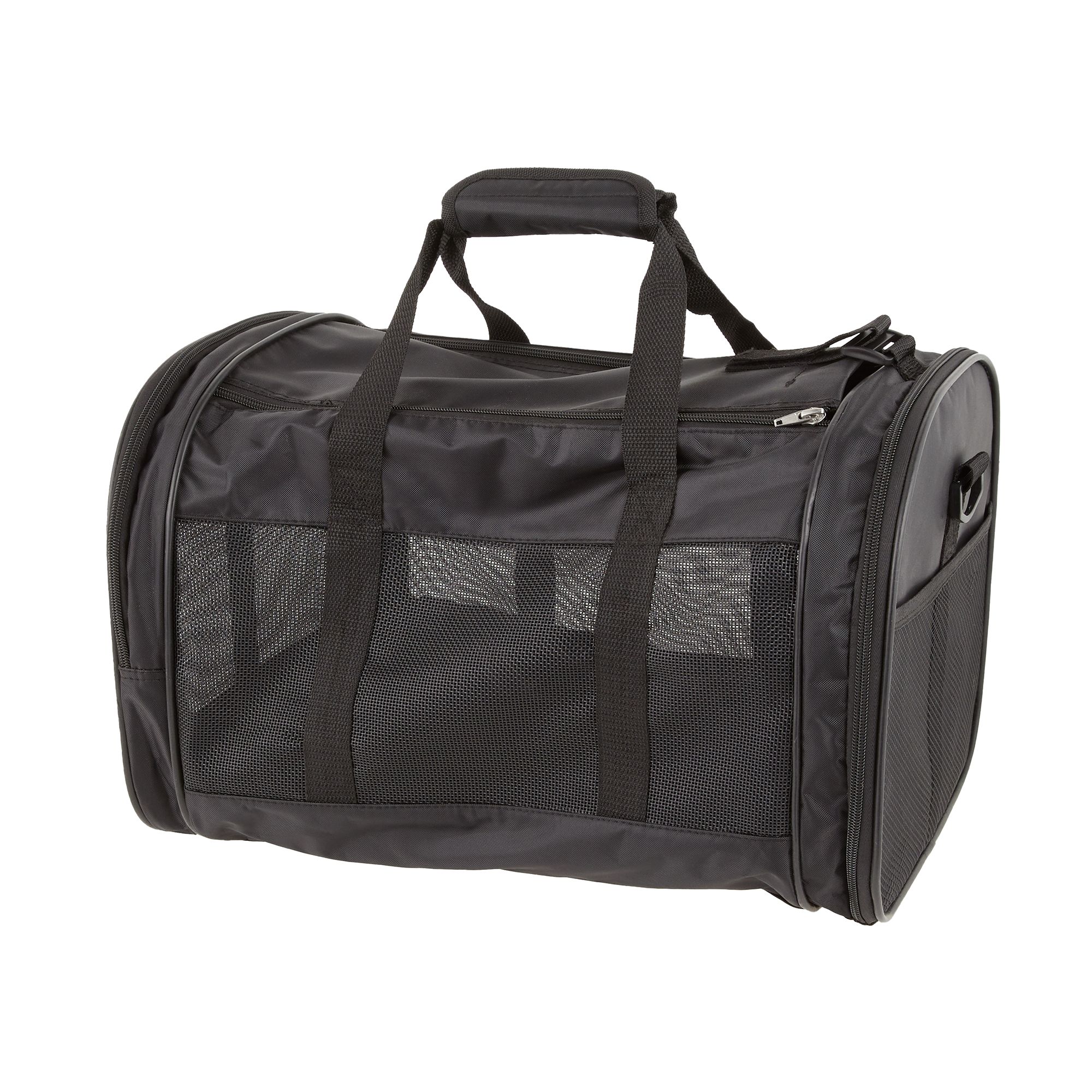 Whisker City® Black Mesh Soft Sided Cat & Dog Carrier, 19-in, pets up to 22 lbs (19"L x 11"W x 11"H)
