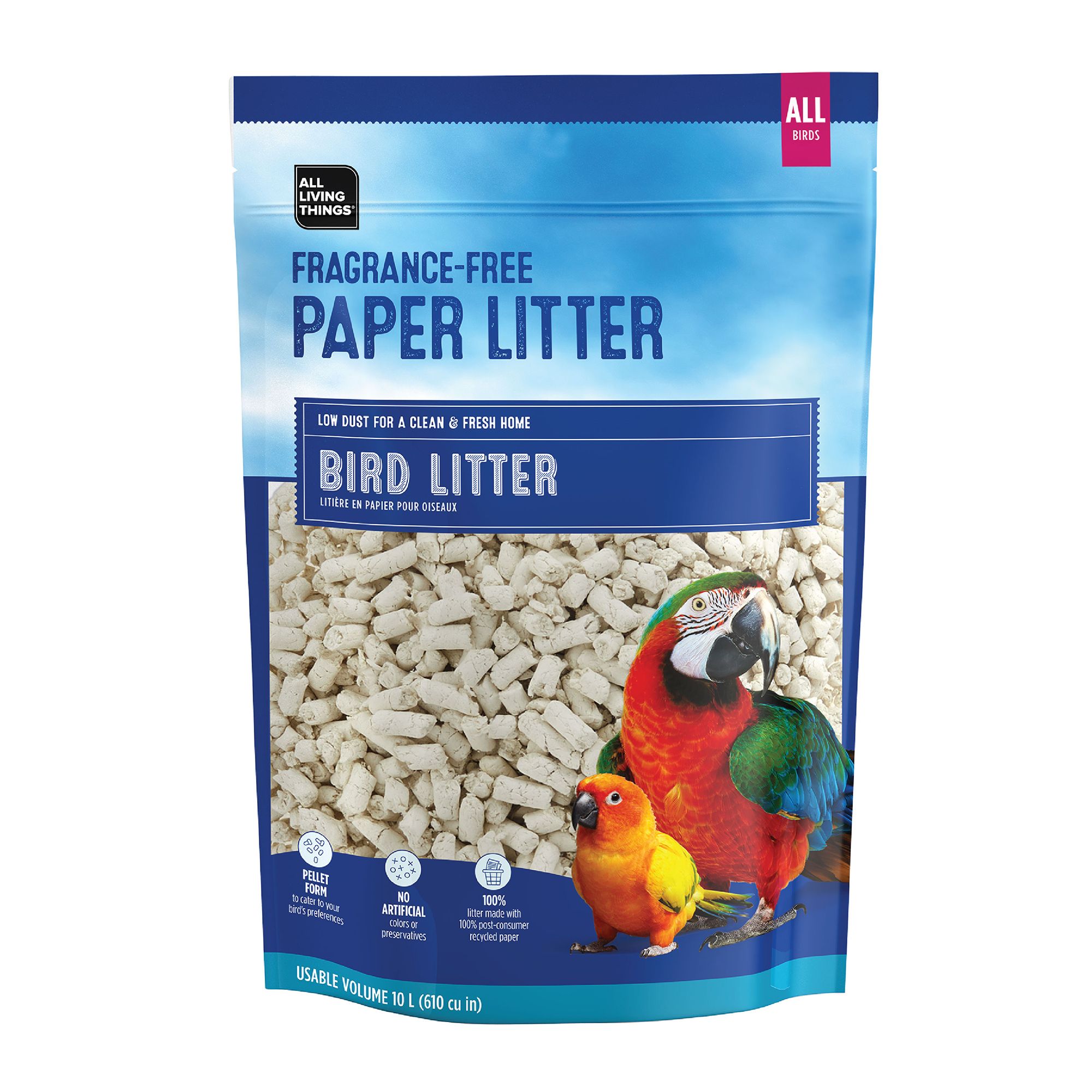 All Living Things® Paper Bedding Pellets - Pet Bird Bedding for Cage Cleanup - 5lb (5 Lb)