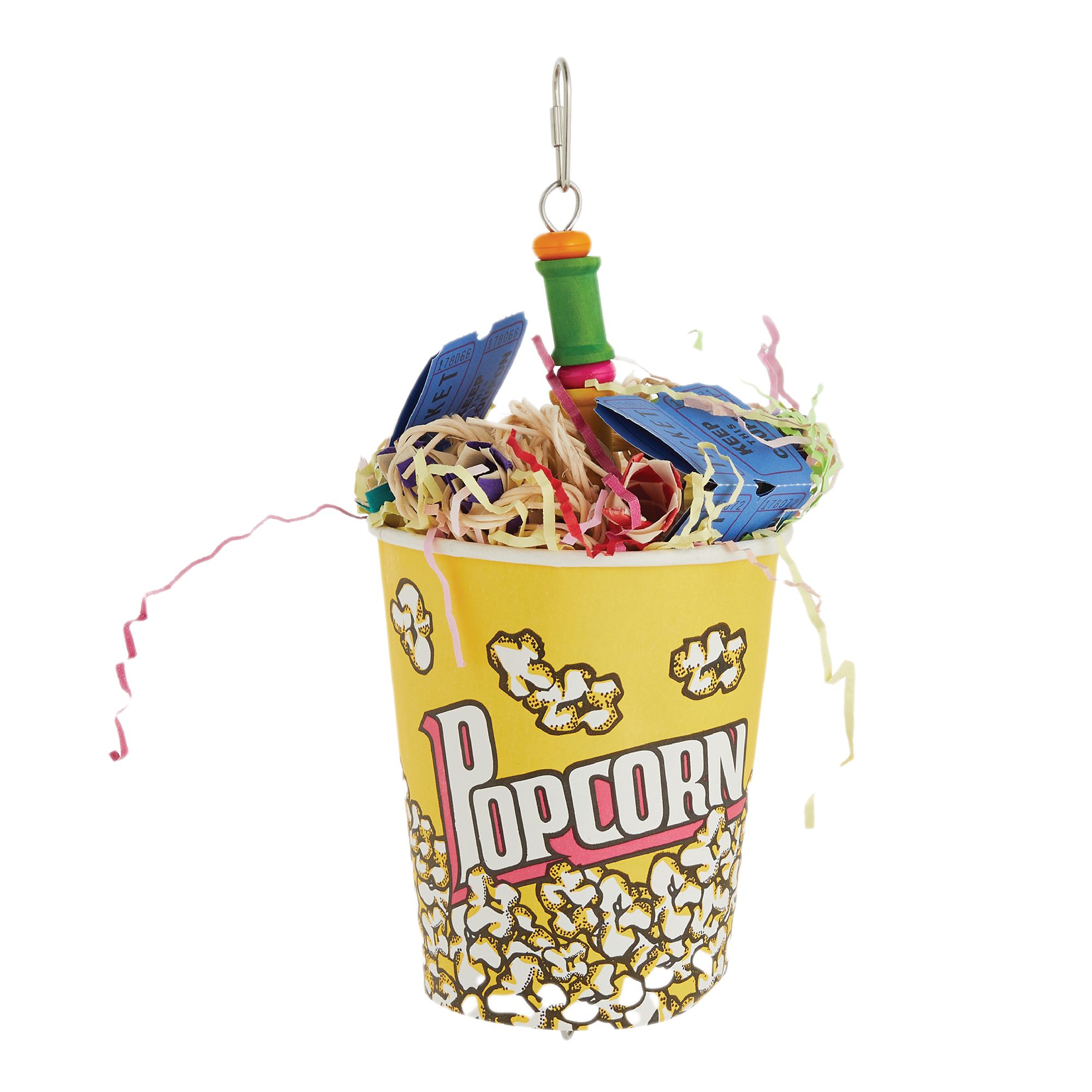 All Living Things® Movie Time Popcorn Bird Toy - Foraging Toy for Small & Medium Pet Birds (Medium)