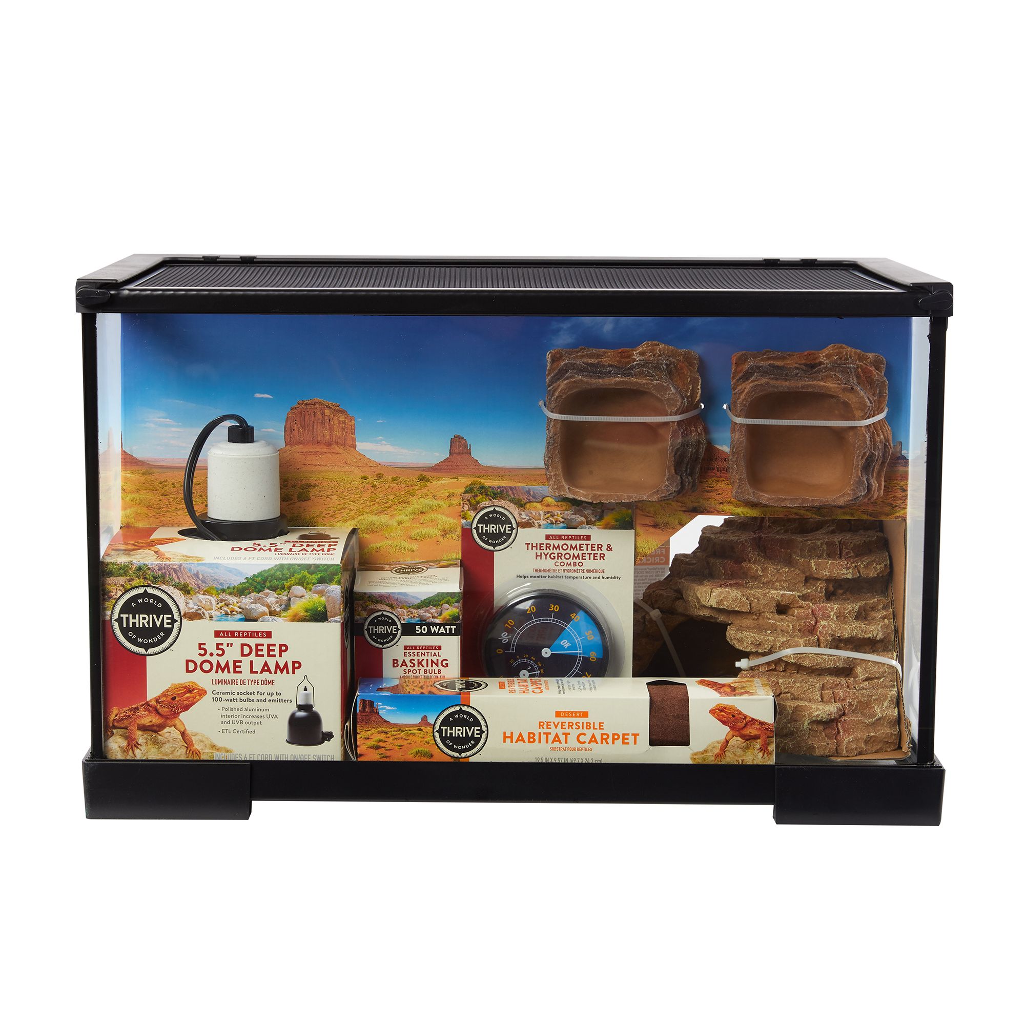 Thrive Desert Reptile Terrarium Essentials Kit - 10G (20"L x 10"W x 12"H)