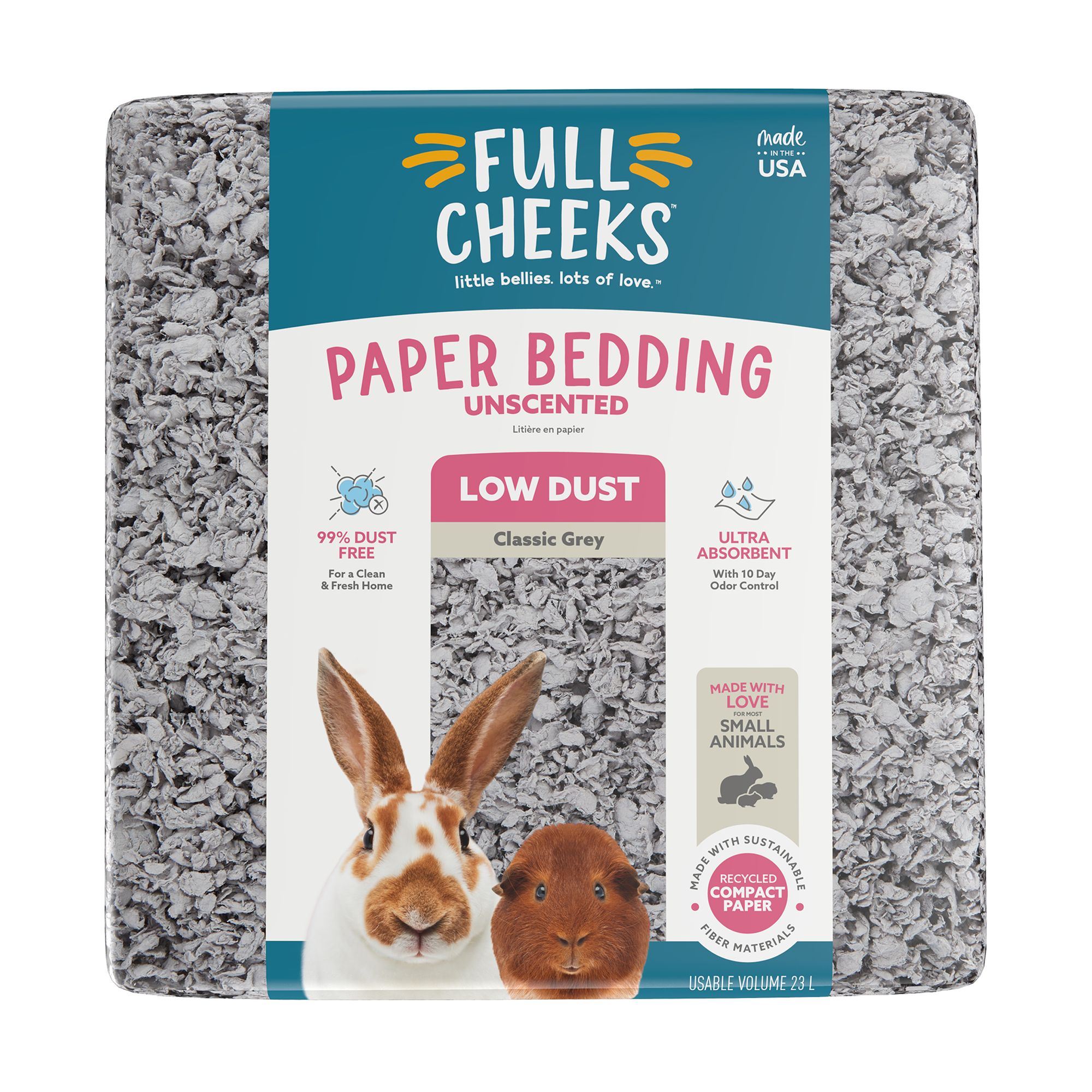 Full Cheeks&trade; Odor Control Small Pet Paper Bedding - Grey (23 L)