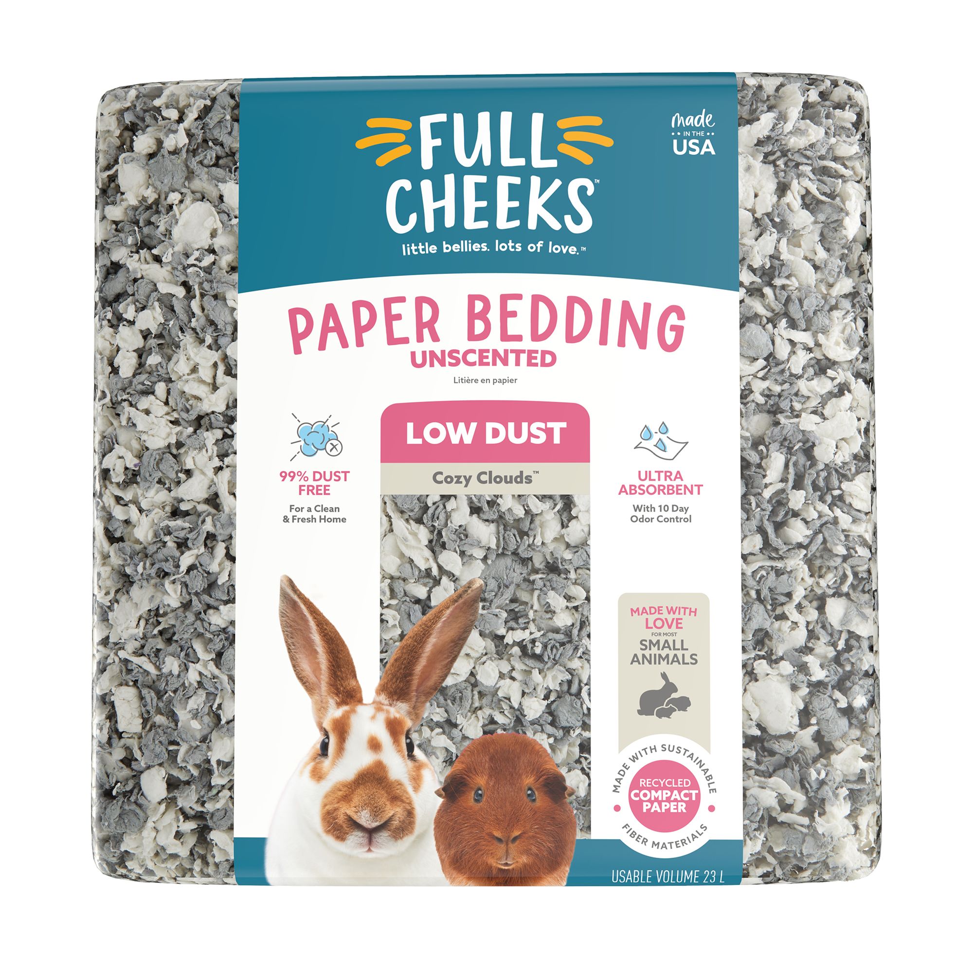Full Cheeks&trade; Odor Control Small Pet Paper Bedding - Cozy Clouds (23 L)