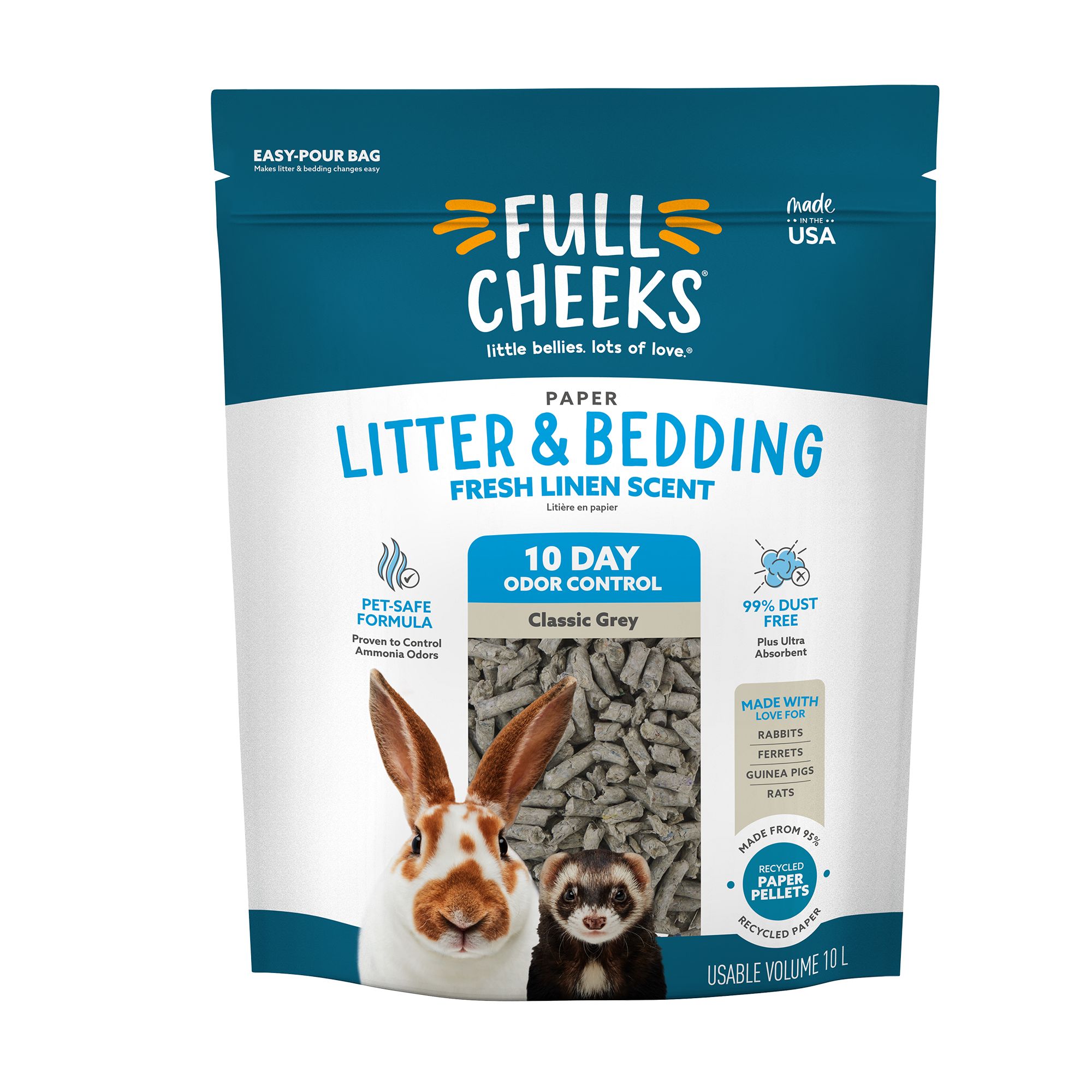Full Cheeks&trade; Odor Control Small Pet Paper Litter & Bedding - Fresh Linen Scent (10 L)