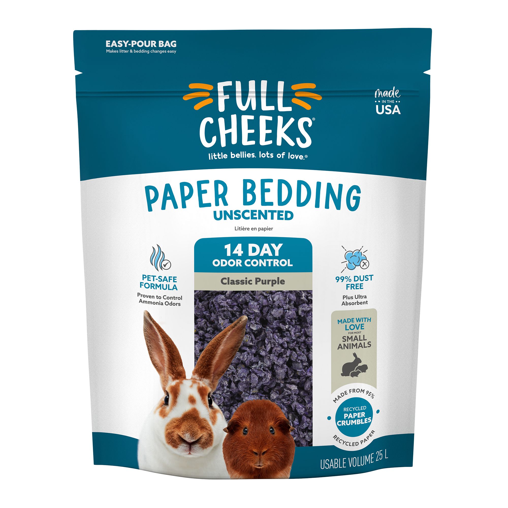 Full Cheeks&trade; Odor Control Small Pet Crumbled Paper Bedding - Purple (25 L)