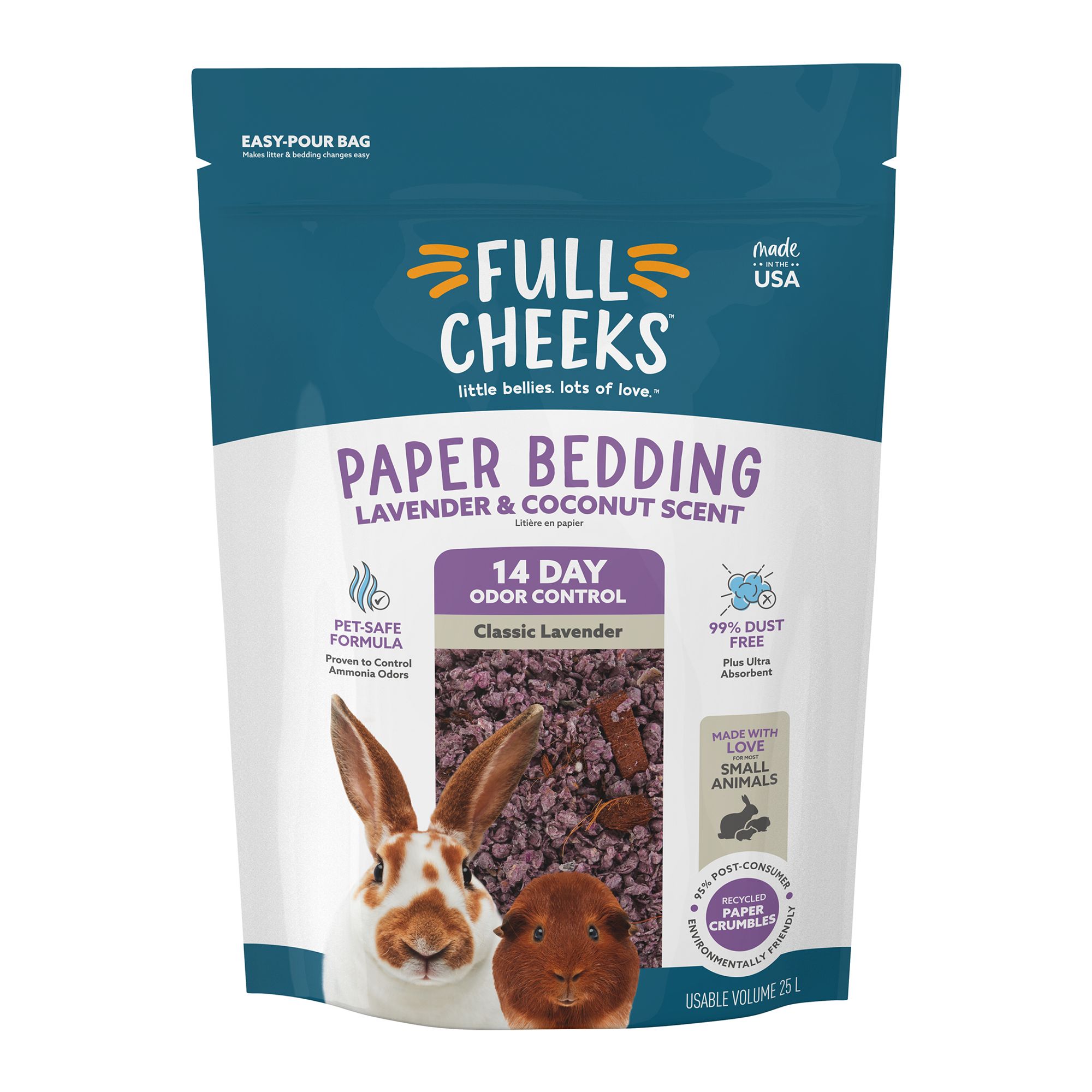 Full Cheeks&trade; Odor Control Small Pet Crumbled Paper Bedding - Lavender & Coconut Scent (26 L)