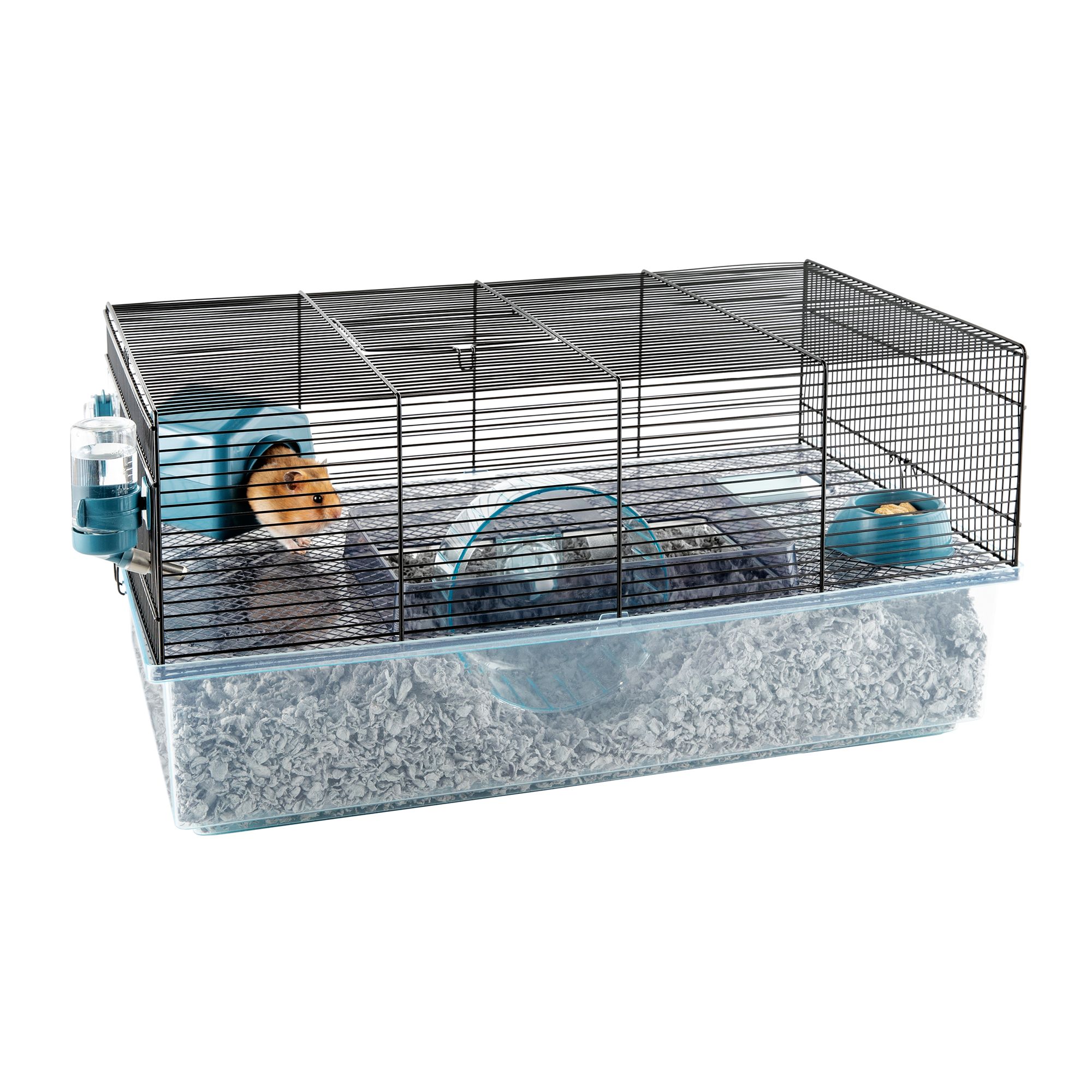 Full Cheeks&trade; Hamster Habitat - Includes Cage, Wheel, Hideaway, Bottle, Bowl, Ramp, & Shelf (23.8"L x 14.3"W x 11.5"H)