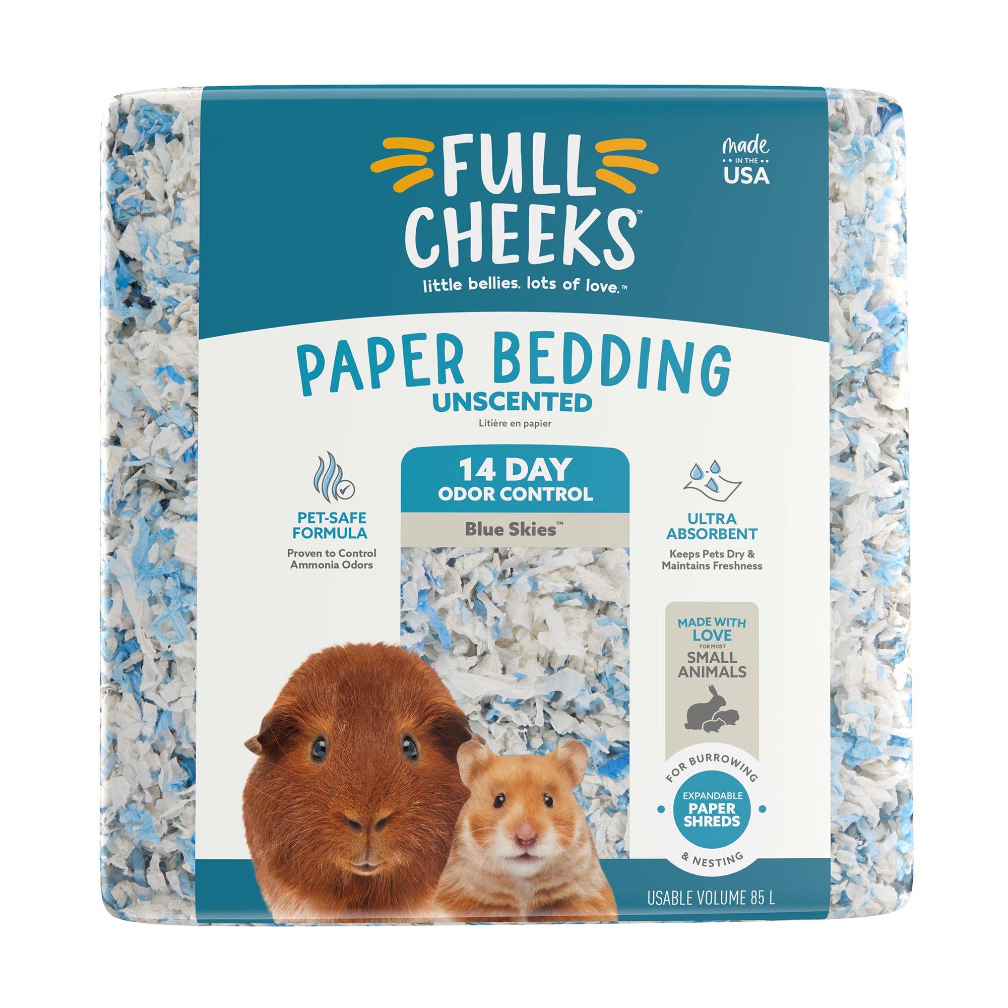 Full Cheeks&trade; Odor Control Small Pet Paper Bedding - Blue Skies (85 L)