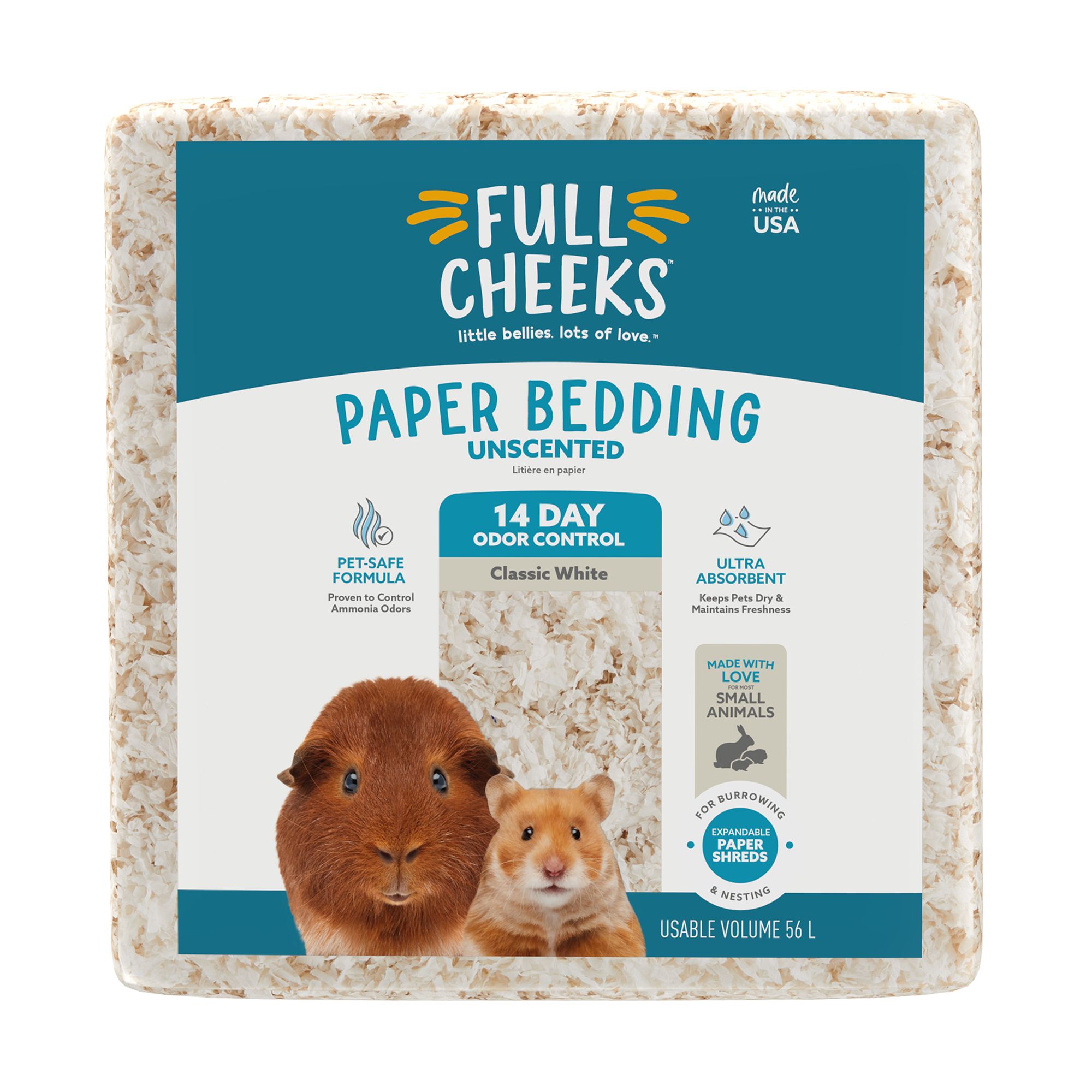 Full Cheeks&trade; Odor Control Small Pet Paper Bedding - Classic White (56 L)