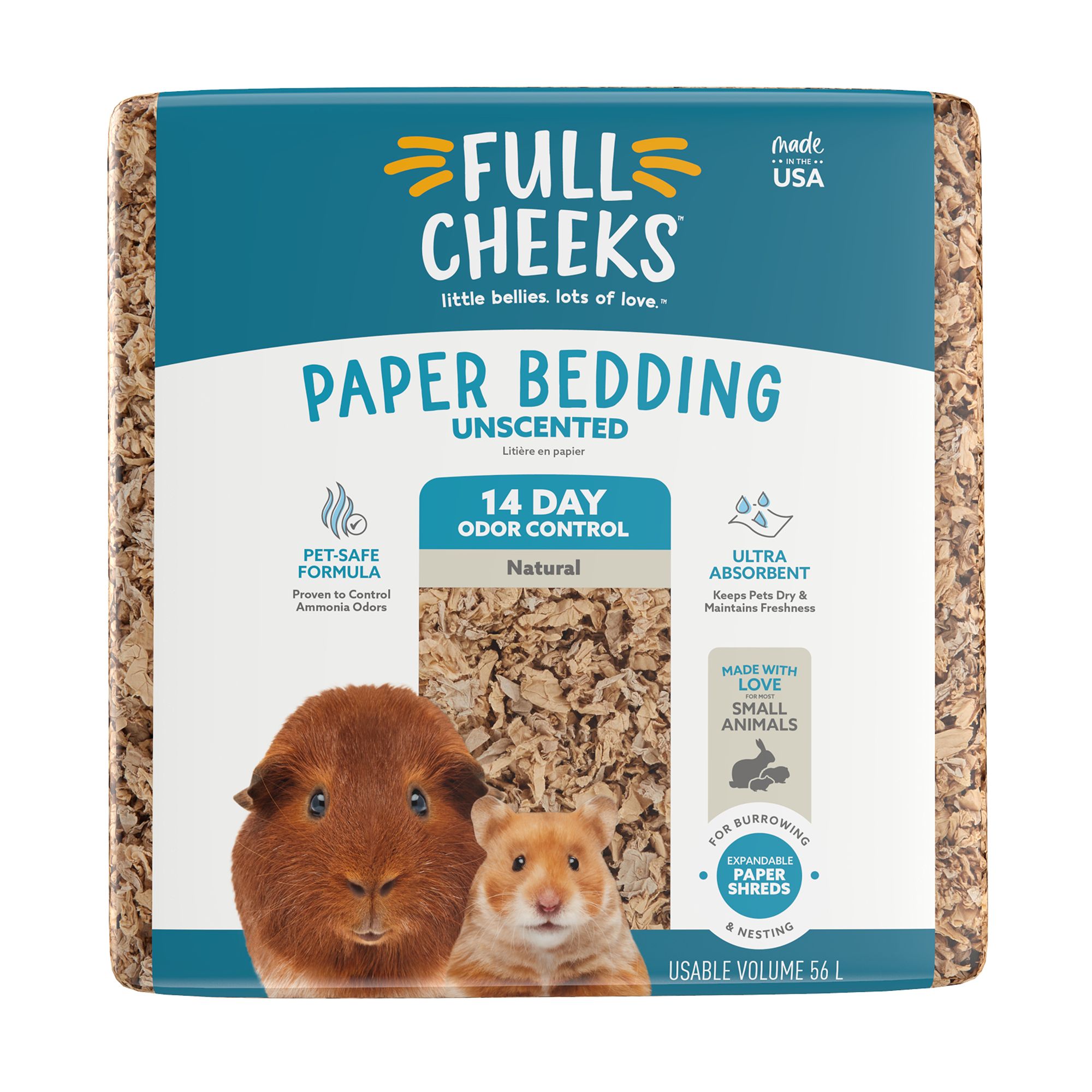 Full Cheeks&trade; Odor Control Small Pet Paper Bedding - Natural (56 L)