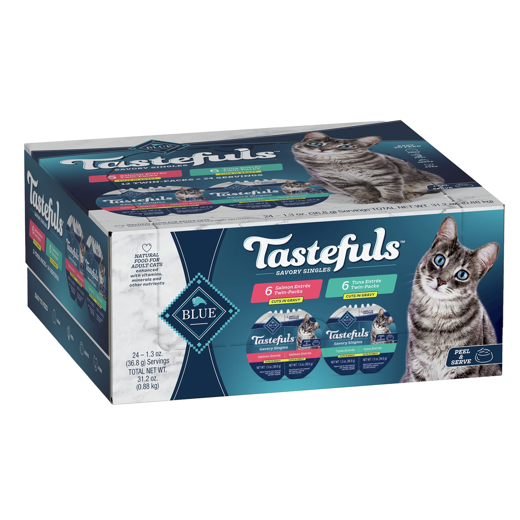 Blue Buffalo Tastefuls; Savory Singles Adult Cat Food - Natural, 12 Count Variety Pack | PetSmart