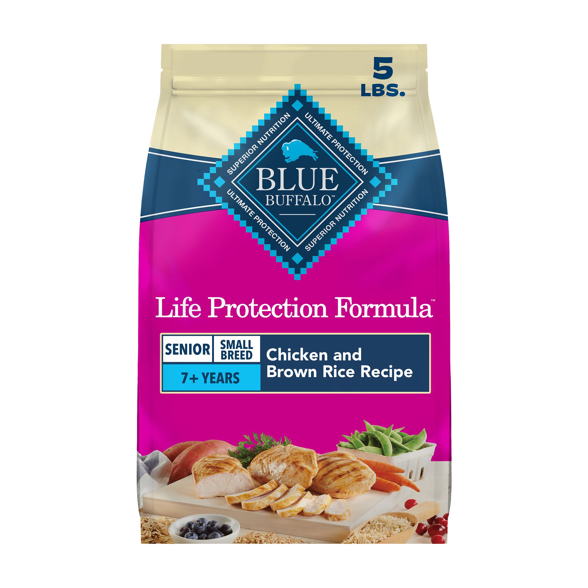 Blue Buffalo Life Protection Formula; Small Breed Senior 7+ Dry Dog Food - Chicken and Brown Ri, Size: 5 lb | PetSmart