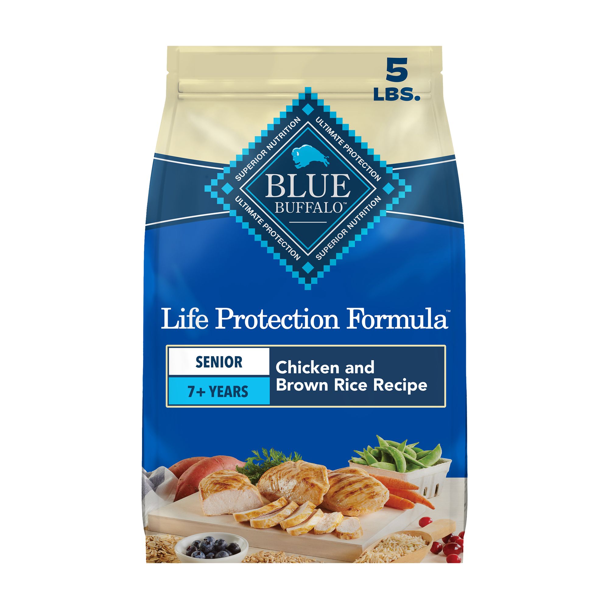Blue Buffalo Life Protection Formula; Senior 7+ Dry Dog Food - Chicken and Brown Rice, Size: 5 lb | PetSmart