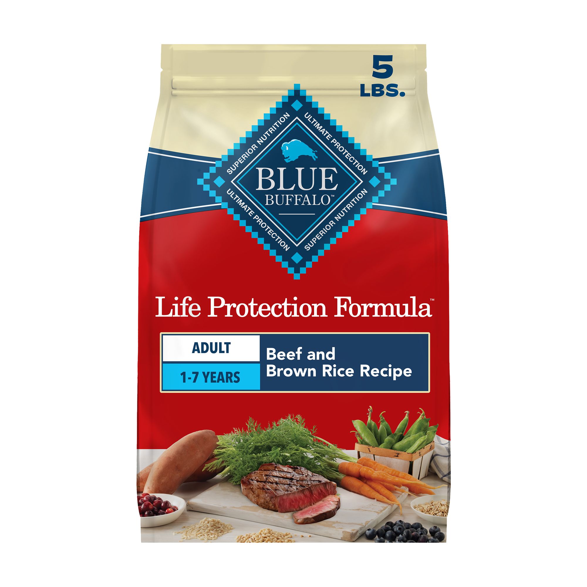 Blue Buffalo Life Protection Formula; Adult Dry Dog Food - Natural, Beef, Size: 5 lb | PetSmart