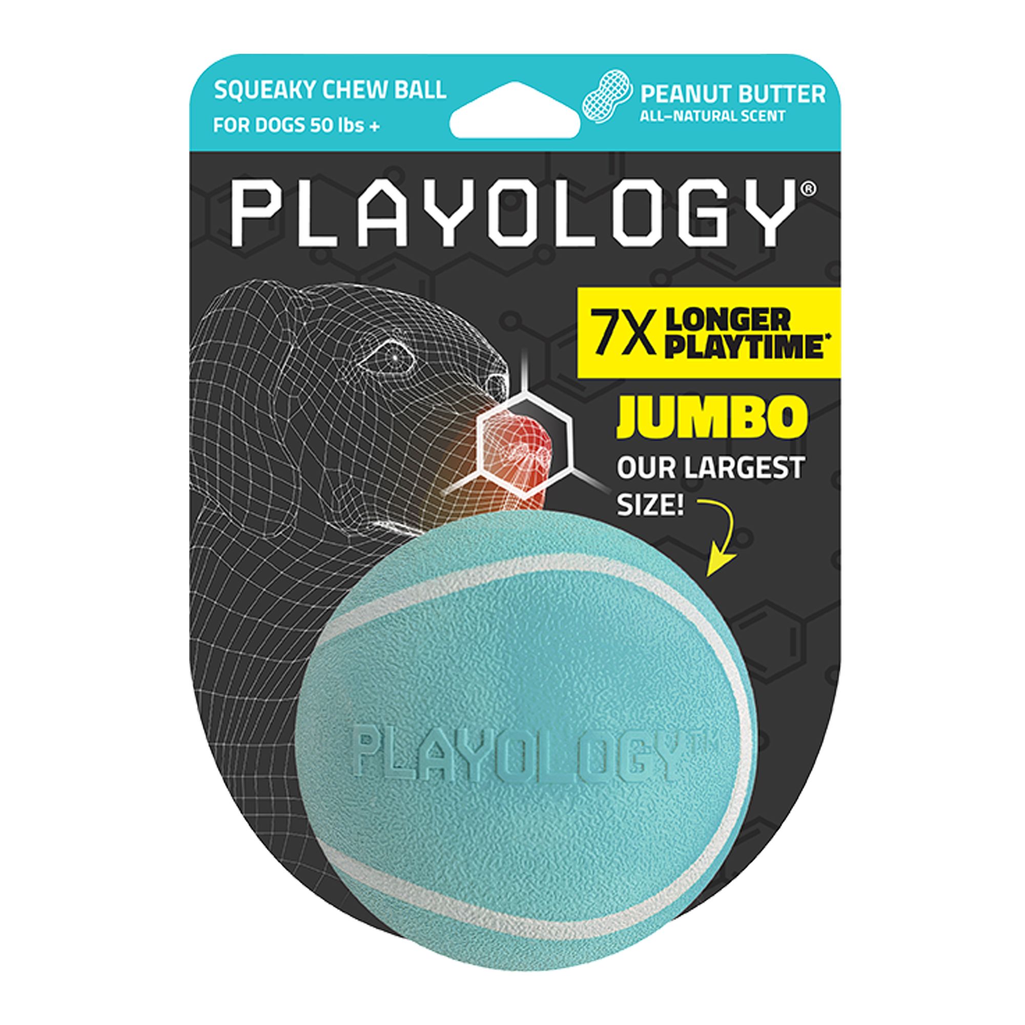 Playology Squeaky Chew Ball Scented Dog Toy - Peanut Butter in Sand, Size: XL | PetSmart