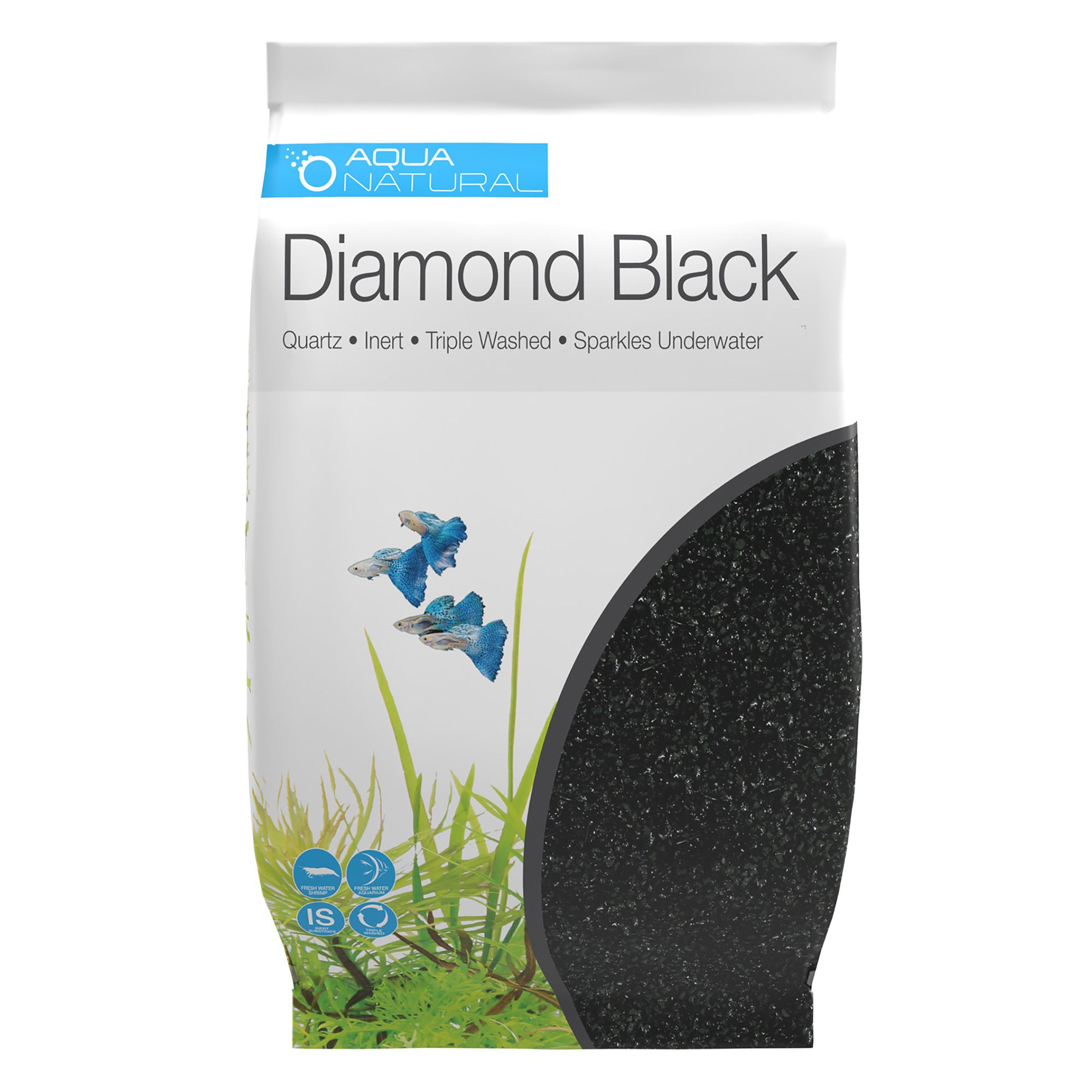 Aqua Natural Quartz Aquarium Gravel - Black (20 Lb)