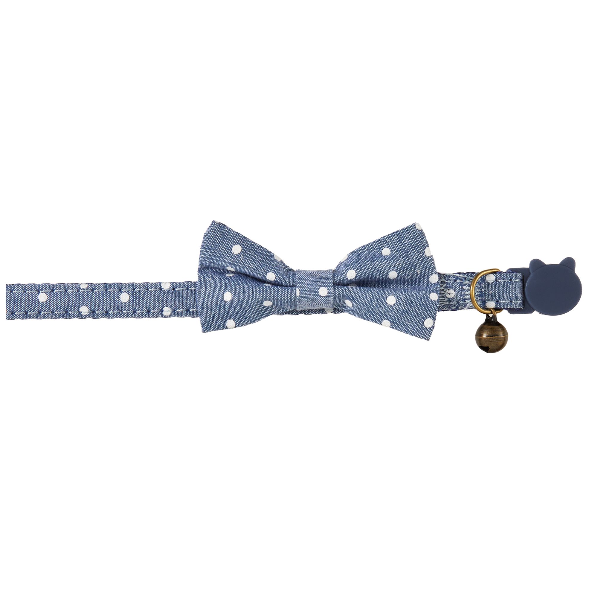 Whisker City® Blue Dots Bow Tie Easy Release Kitten & Cat Collar (Kitten)