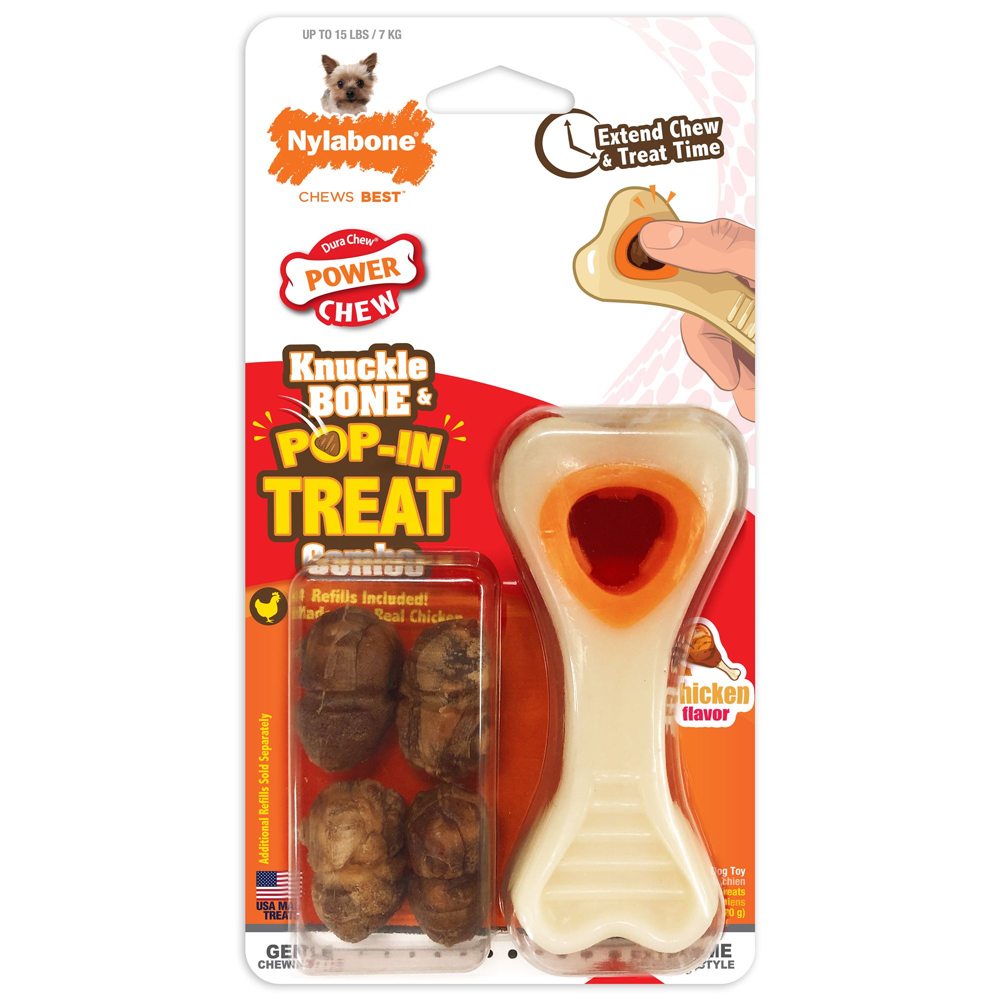 Nylabone Power Chew Knuckle Bone and Pop-In Treat Dog Toy, Size: Small | PetSmart