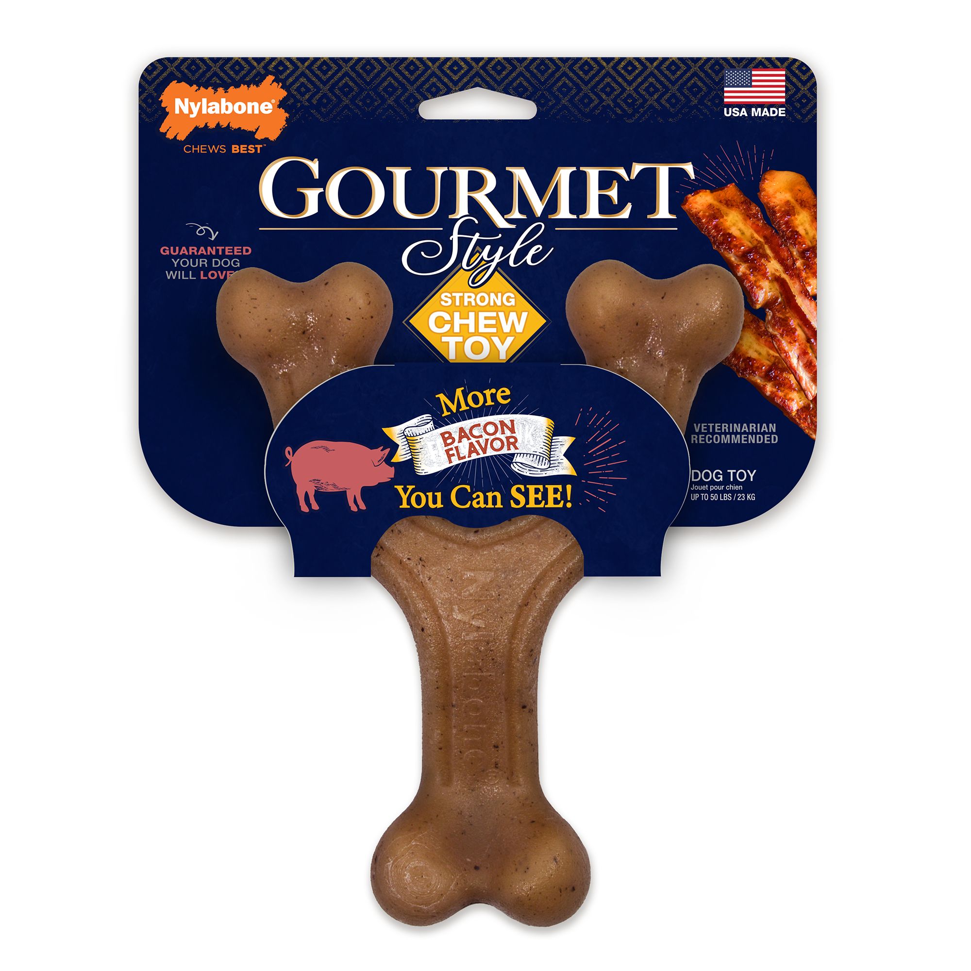 Nylabone Gourmet Wishbone Chew Dog Toy - Bacon size: Giant | PetSmart