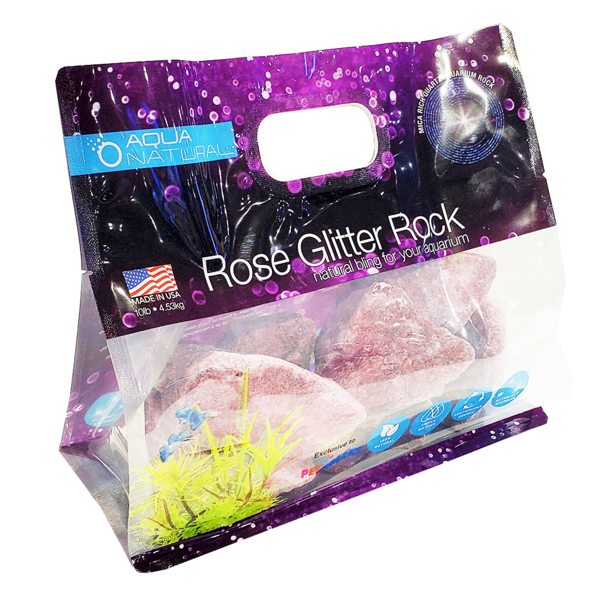 Aqua Natural Glitter Rocks - Rose (10 Lb)