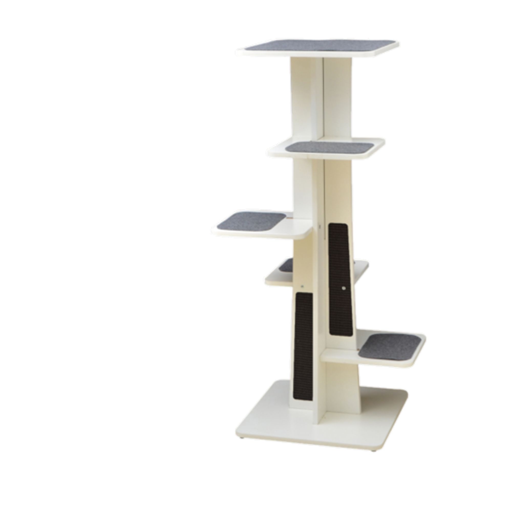 PetPals 45-in Modern Tower 6-Level Cat Tree, White and Grey in White/Grey | PetSmart