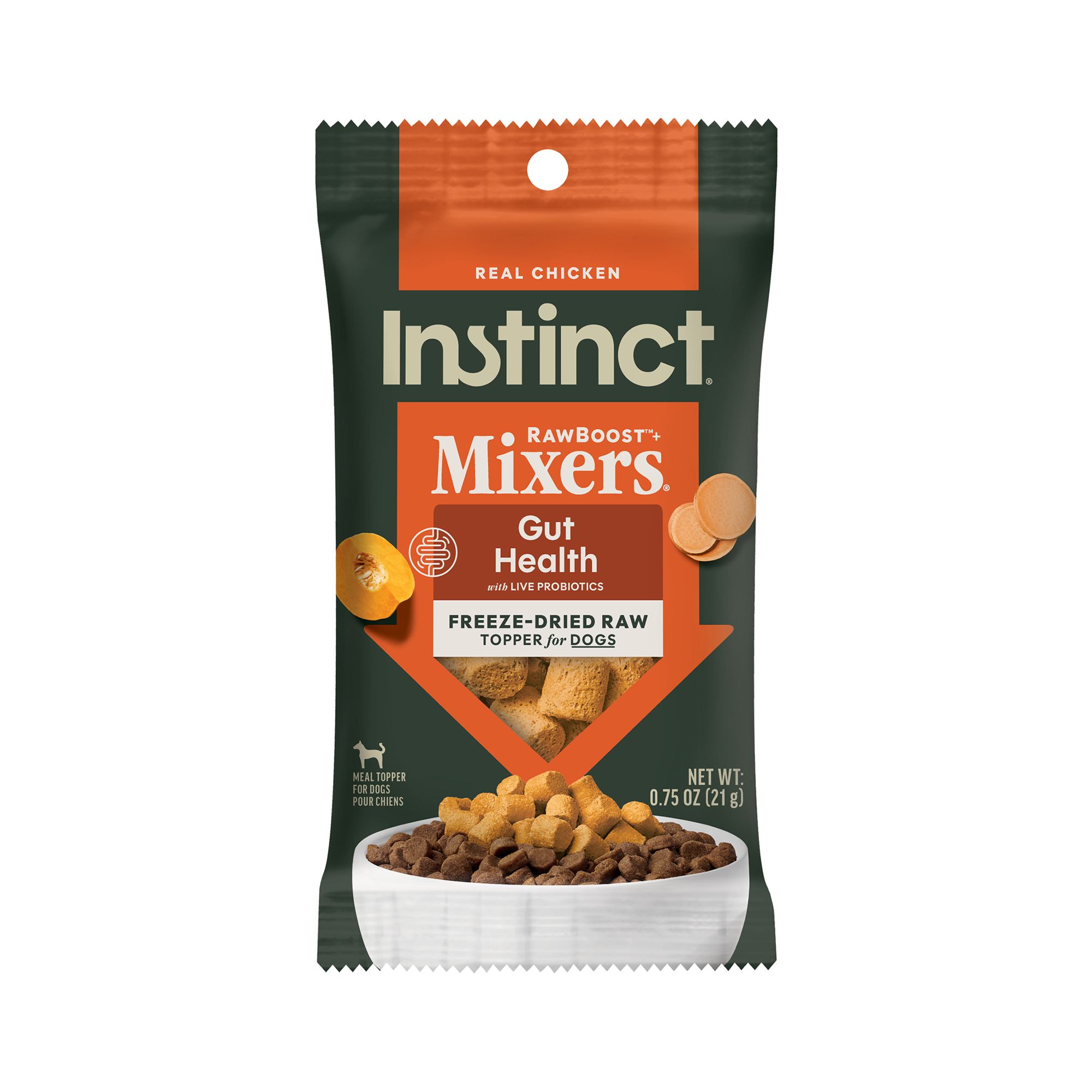 Instinct Raw Boost Mixers Gut Health All Life Stages Dog Food Topper - Grain Free, Freeze-Dried, Adult, Size: 0.75 oz, Flavor: Real Pumpkin | PetSmart