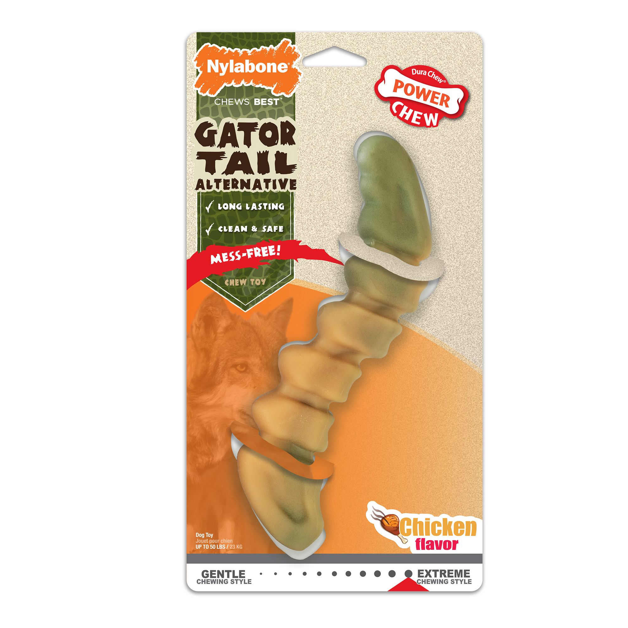 Nylabone Gator Tail Alternative Power Chew Dog Toy - Chicken Flavor | PetSmart