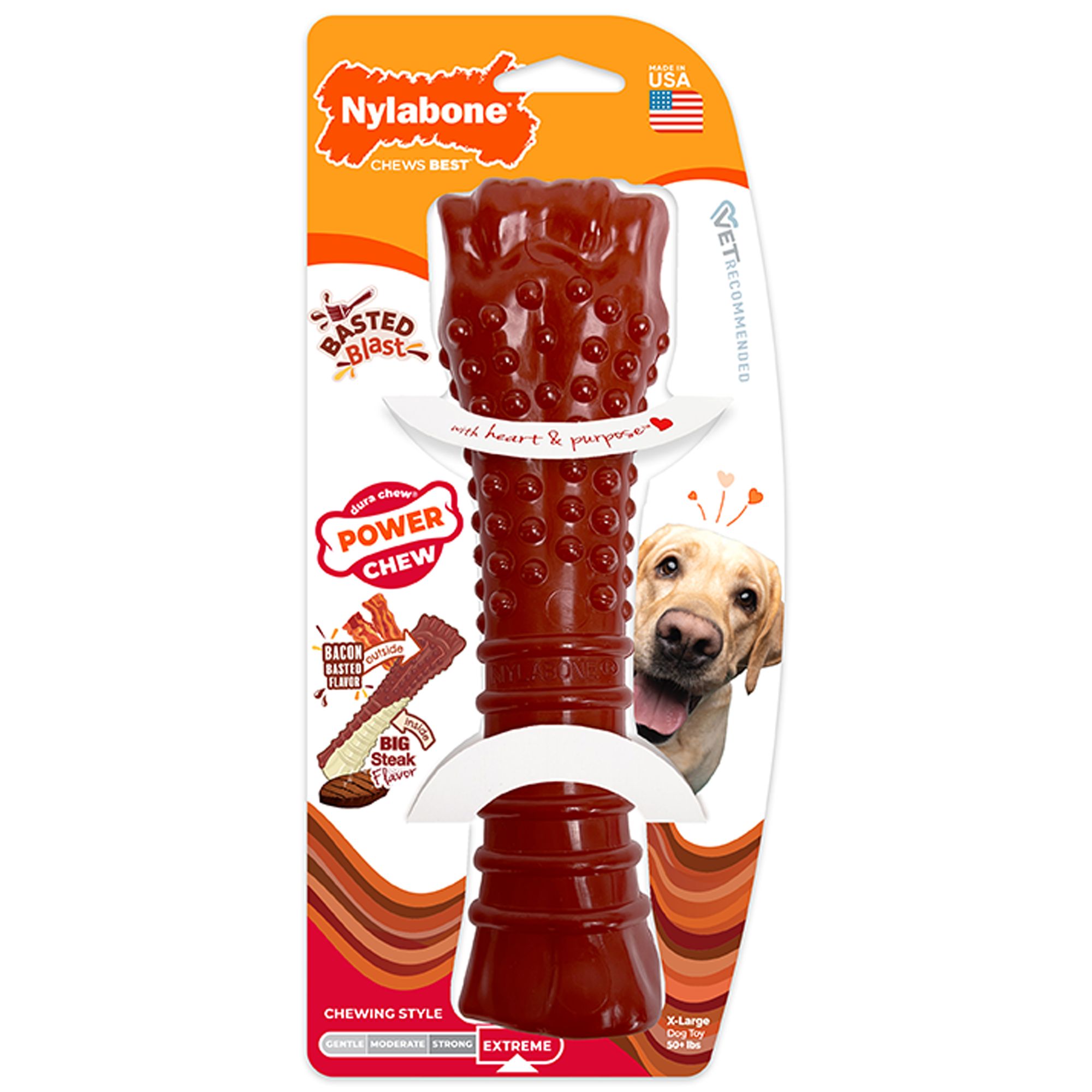 Nylabone Power Chew Basted Blast Dog Toy - Bacon and Steak Flavor size: Souper | PetSmart