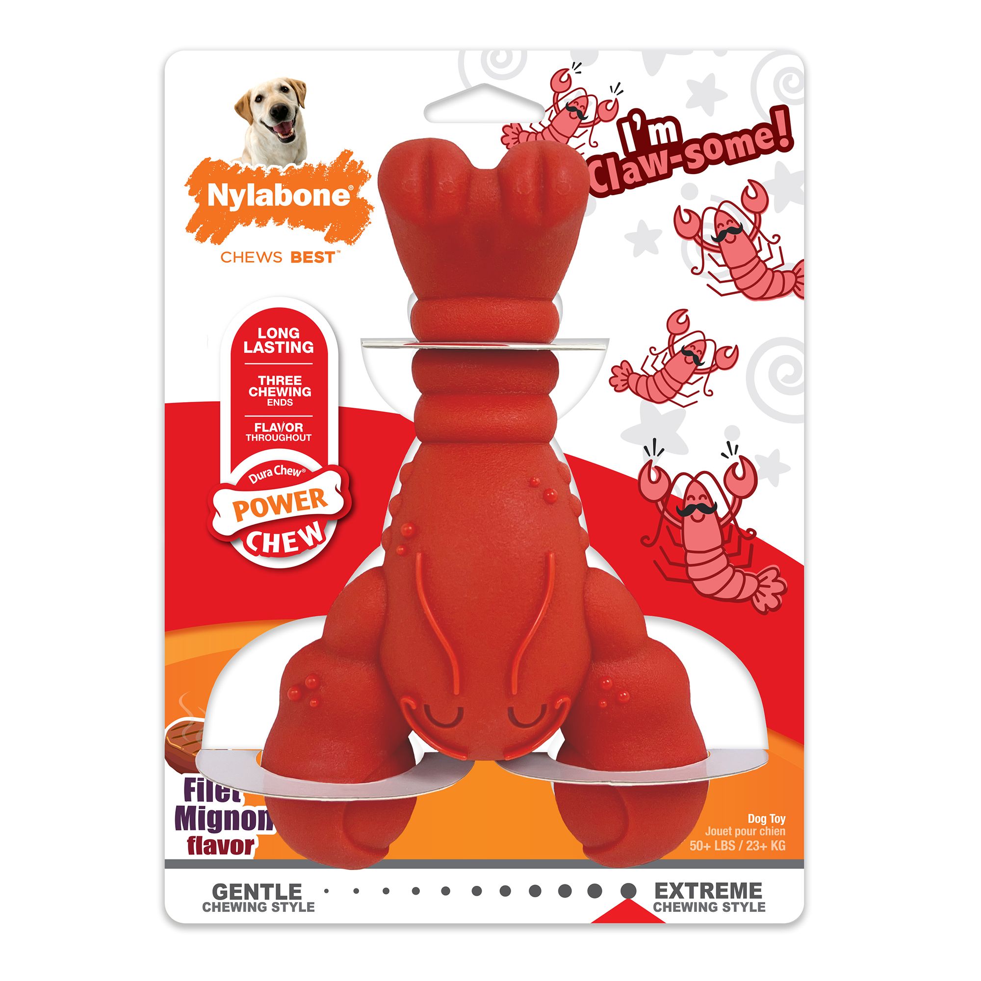 Nylabone Power Chew Lobster Dog Toy, Filet Mignon Flavor size: Souper | PetSmart