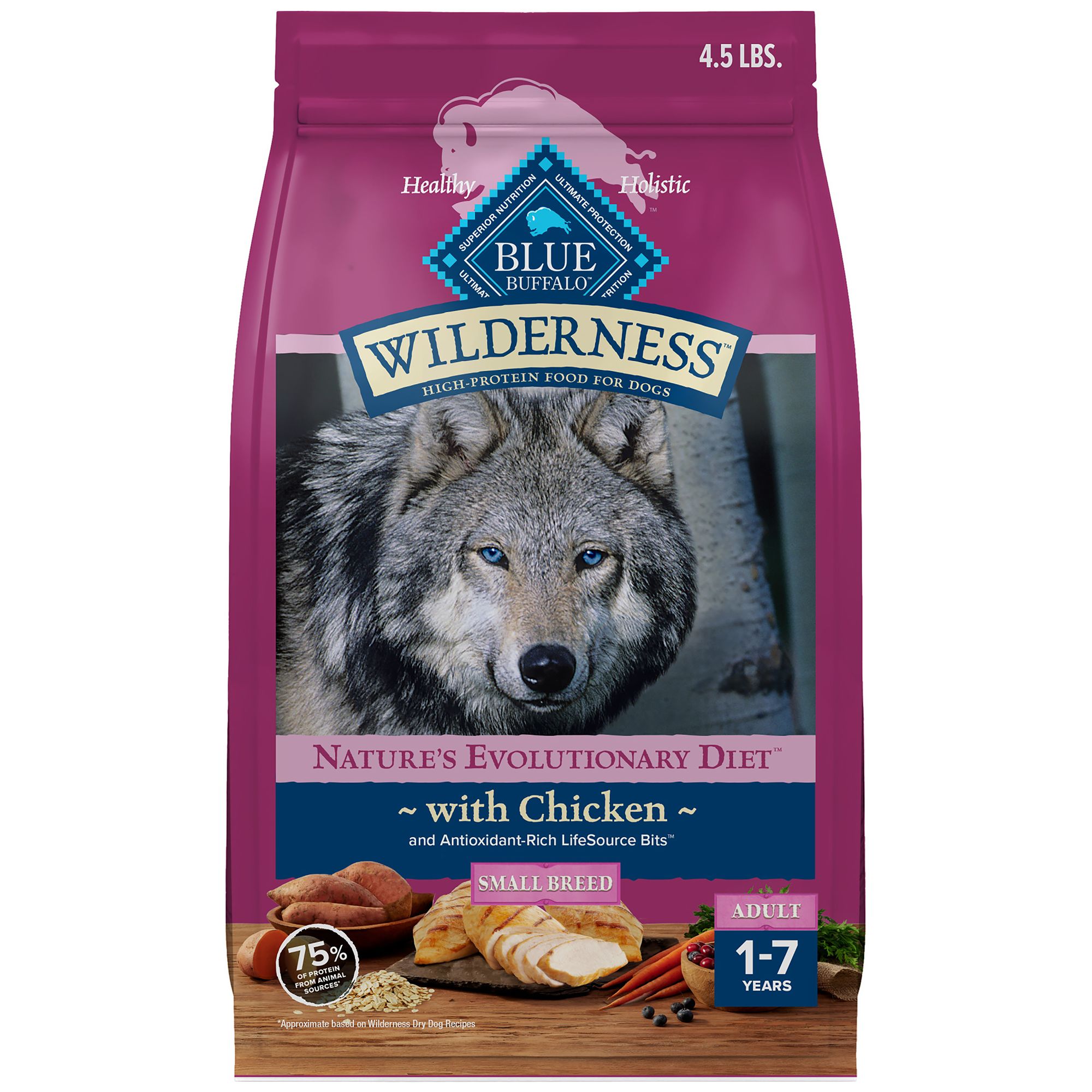 Blue Buffalo Wilderness Nature's Evolutionary Diet Small Breed Adult Dog Dry Food - Chicken, Size: 4.5 lb | PetSmart