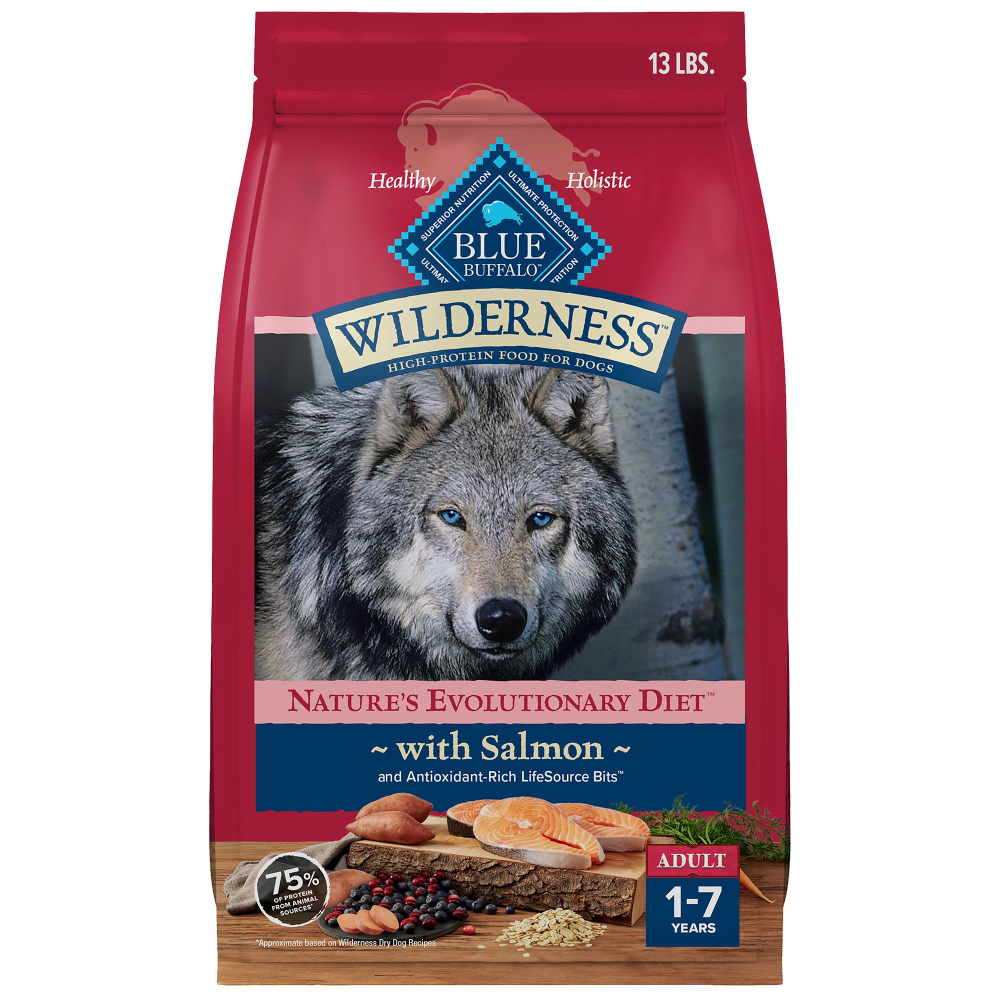 Blue Buffalo Wilderness Adult Dry Dog Food - High-Protein, Natural, Salmon, Size: 13 lb | PetSmart
