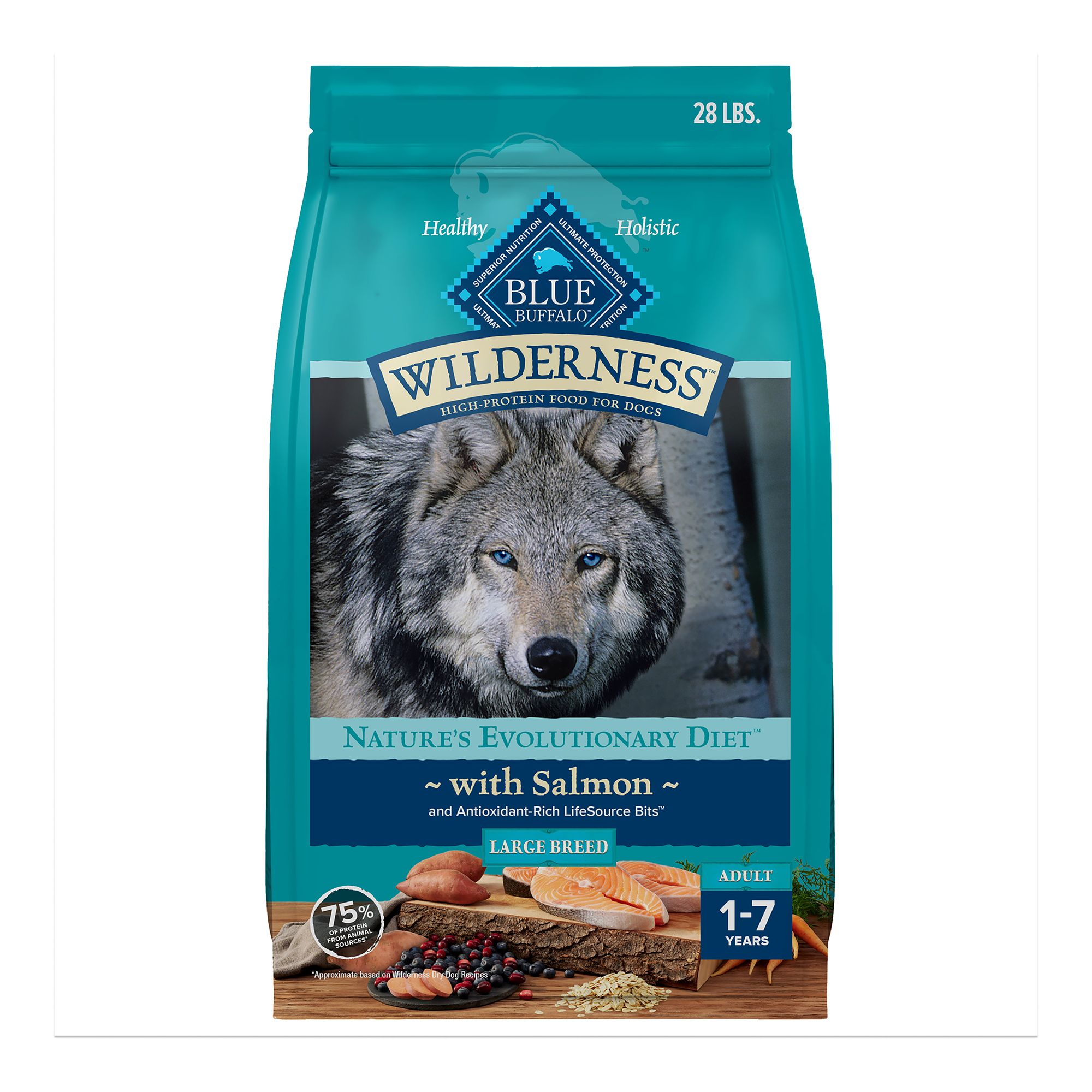 Blue Buffalo Wilderness Nature's Evolutionary Diet Large Breed Adult Dog Dry Food - Salmon, Size: 28 lb | PetSmart